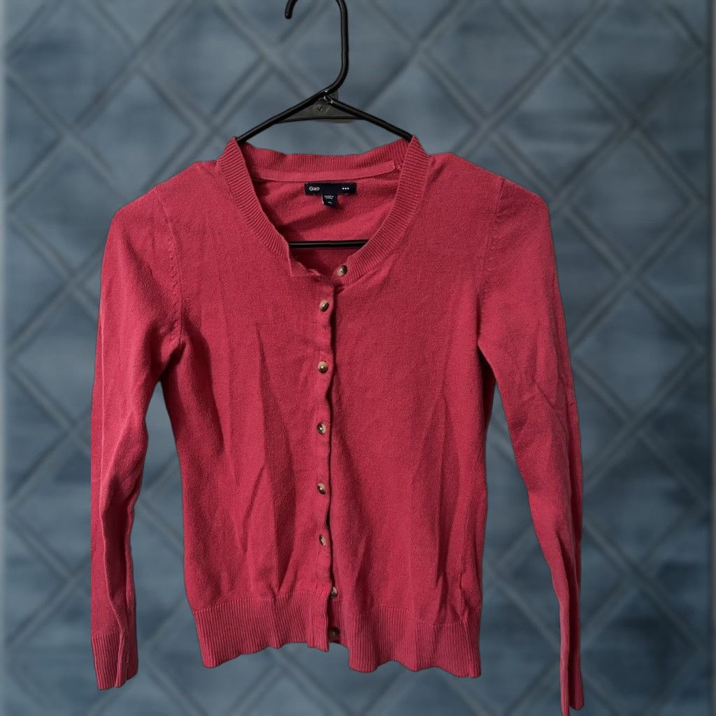 Gap GAP Women's Cardigan Sweater XS Lightweight Button Down Long Sleeve Teal Pink Size XS / US 0-2 / IT 36-38 - 1 Thumbnail