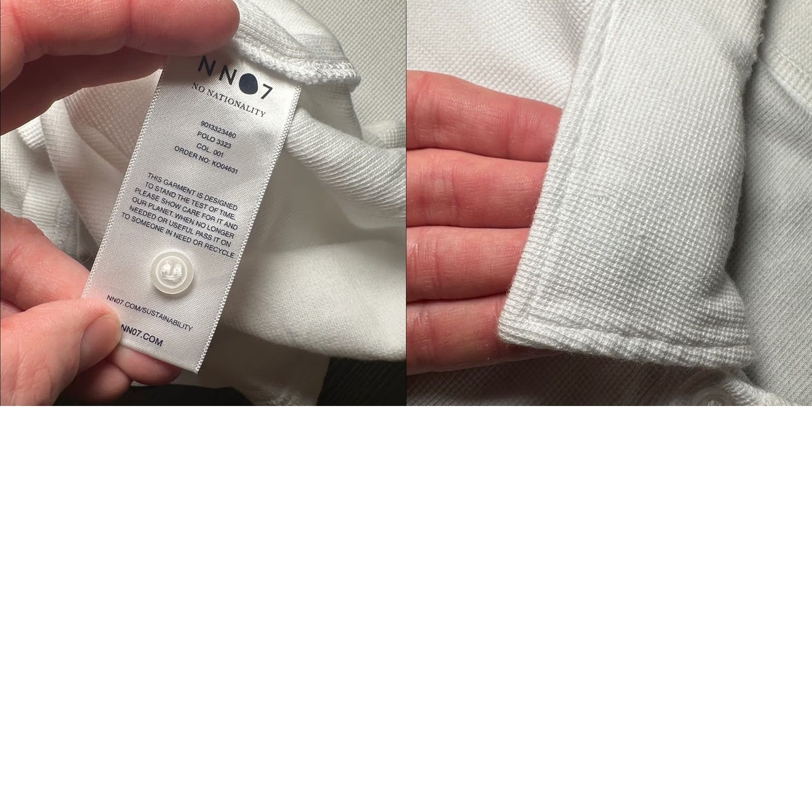 NN07 NN07 No Nationality Clive Waffle Cotton Modal Knit Polo XL Men White - 50/50 Cotton Modal Polo Shirt NN07 Mens XL Size US XL / EU 56 / 4 - 8 Thumbnail