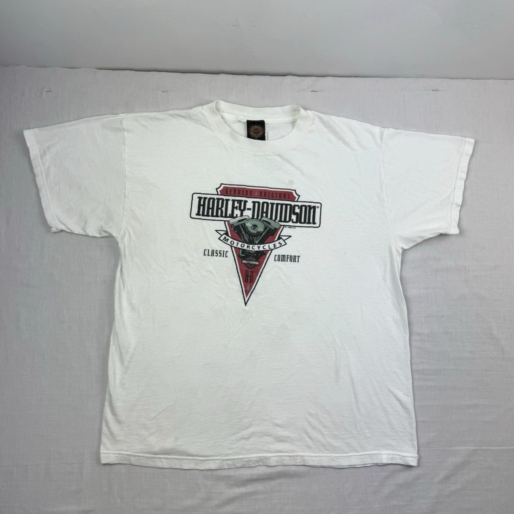 Harley Davidson VINTAGE Harley-Davidson T-Shirt Adult XL White Biker Motorcycle 90s Mens Size US XL / EU 56 / 4 - 2 Thumbnail