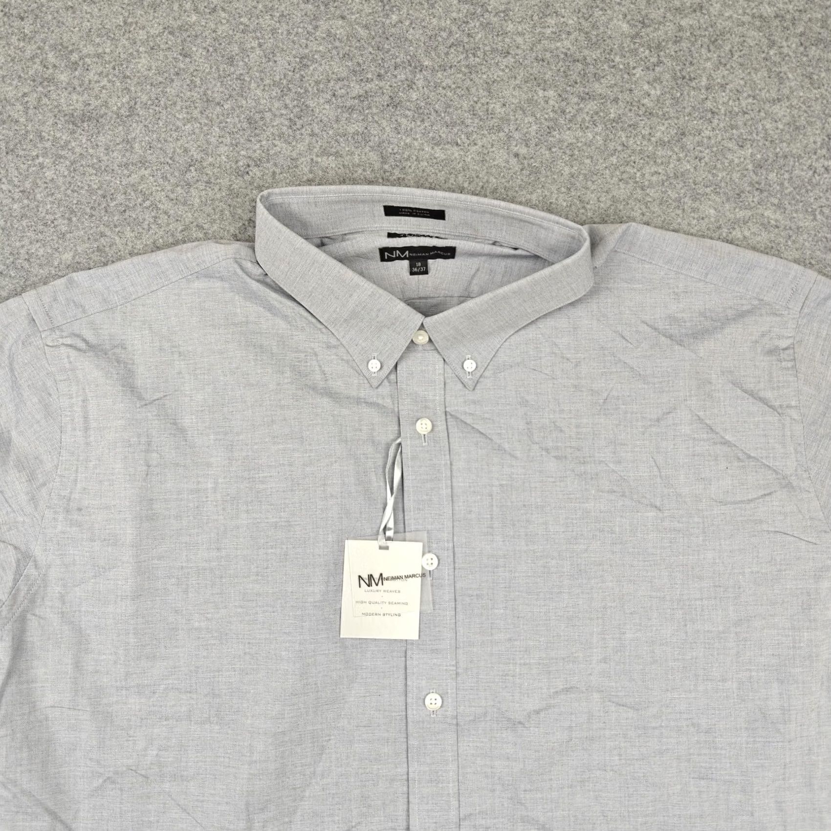 Neiman Marcus Neiman Marcus Dress Shirt Mens 18 36/37 Blue Slim Fit Long Sleeve Button Down Shirt Mens Boy Size 48R - 2 Thumbnail