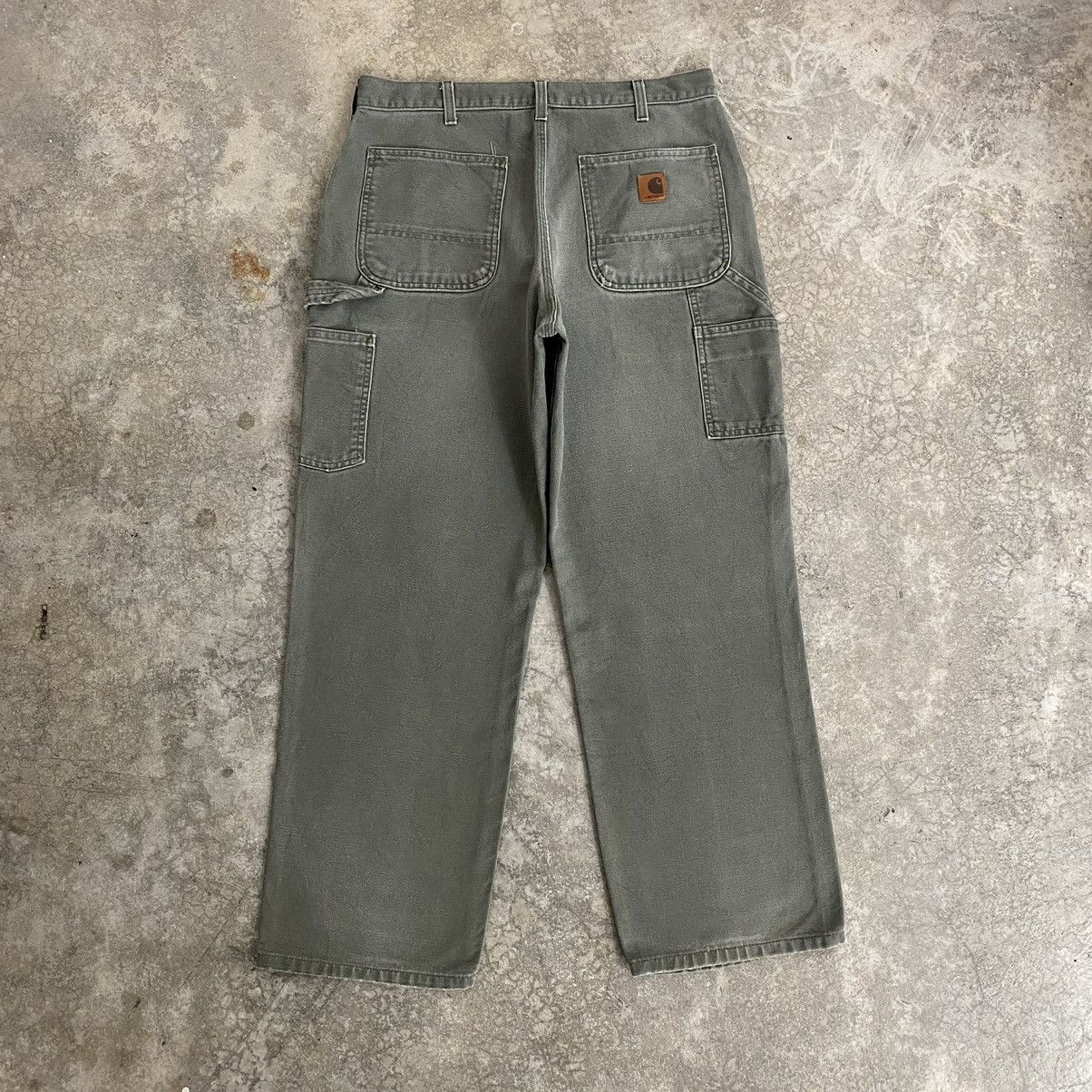 Carhartt Vintage Carhartt Faded Moss Green Carpenter Work Pants Size US 33 - 16 Thumbnail