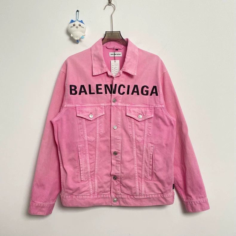 Balenciaga Balenciaga Pink Logo Denim Jacket Size US S / EU 44-46 / 1 - 1 Thumbnail