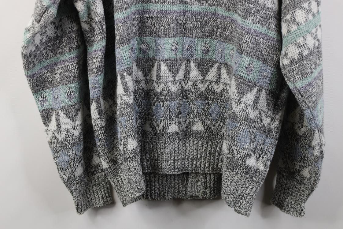Vintage Vintage 90s Streetwear Striped Knit Cardigan Sweater Size US L / EU 52-54 / 3 - 12 Thumbnail