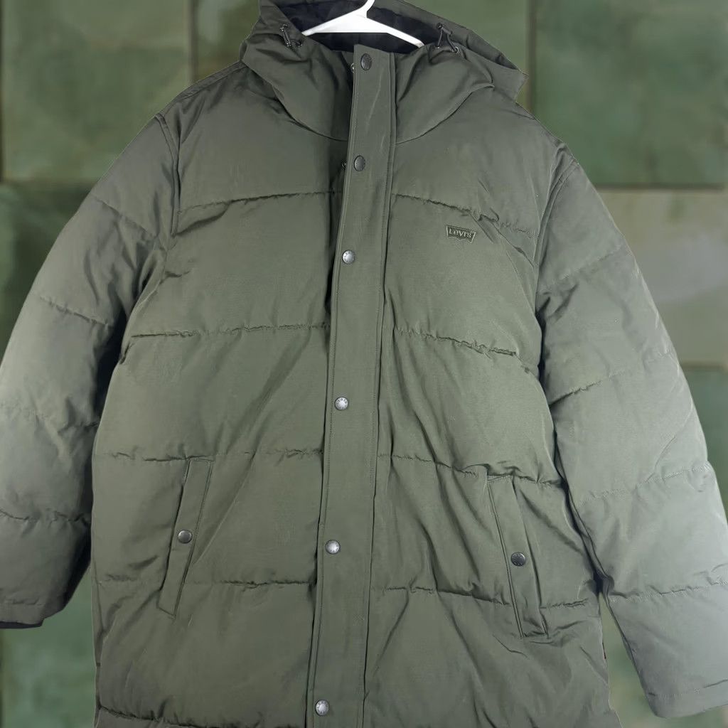 Levi's Levi's Coat Mens XL Green Hooded Long Puffer Insulated Winter LM1RP332 Size US XL / EU 56 / 4 - 1 Thumbnail