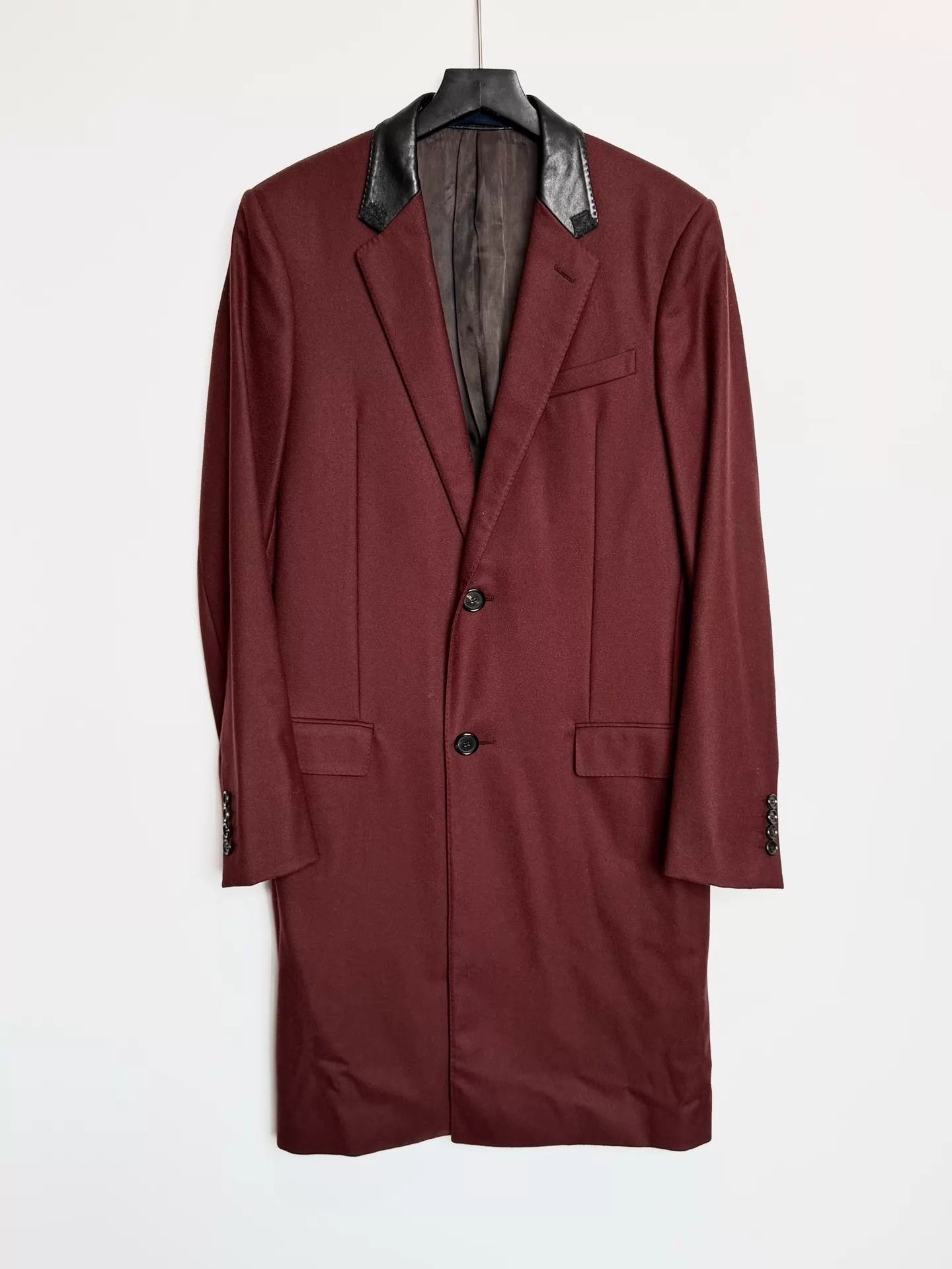 Lanvin Lanvin Leather Collar Chesterfield Dark Red Wool 46 95New Size US S / EU 44-46 / 1 - 1 Thumbnail