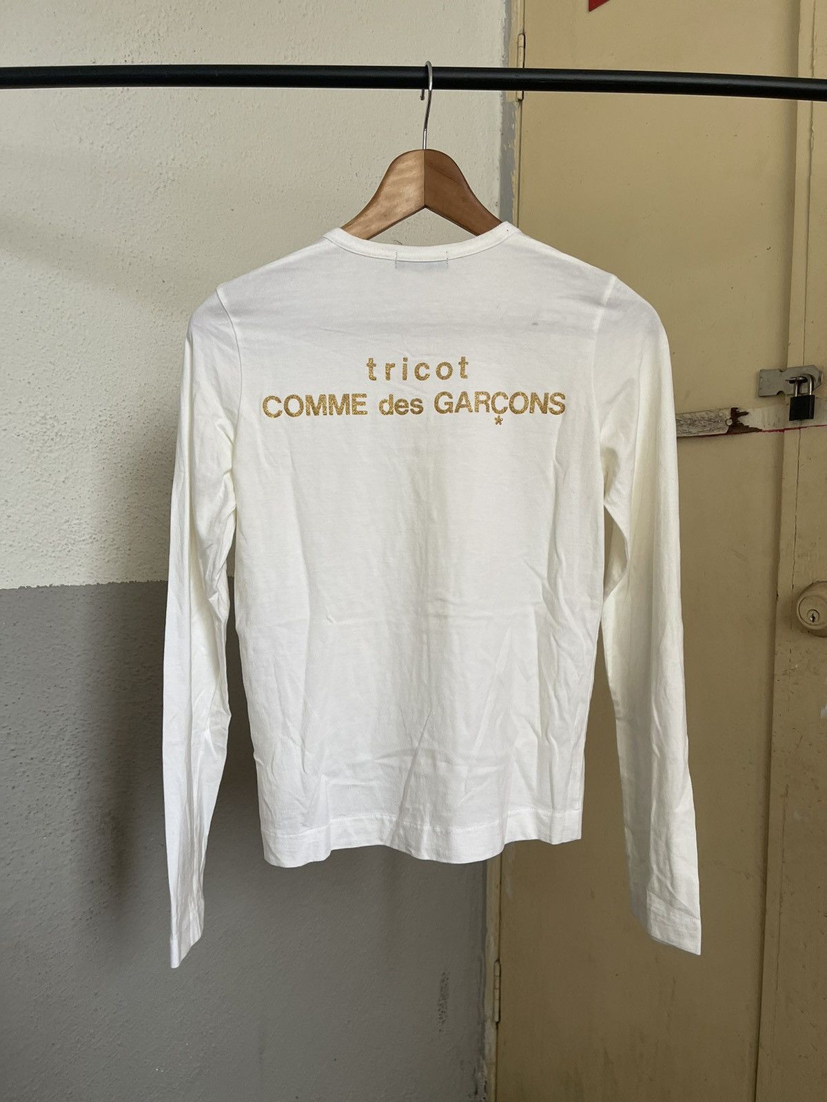 Japanese Brand × Tricot Comme des Garcons Tricot Comme Des Garcons Gold Print Glitter Longsleeve Size S / US 4 / IT 40 - 1 Thumbnail