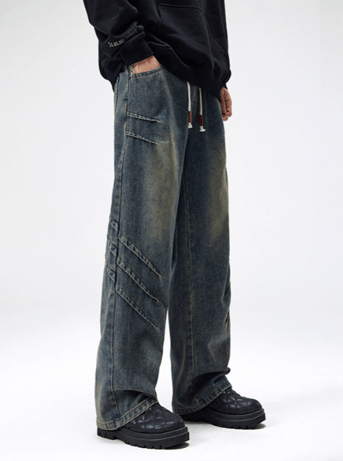 Japanese Brand × Jean American dirtyfit distressed stitching drawstring jeans y2k Size US 32 / EU 48 - 2 Thumbnail