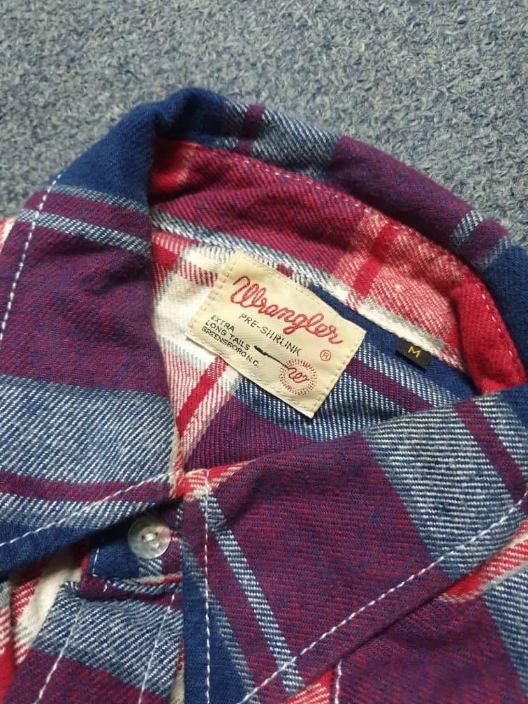 Japanese Brand Wrangler square button checkered western shirt Size US M / EU 48-50 / 2 - 2 Thumbnail