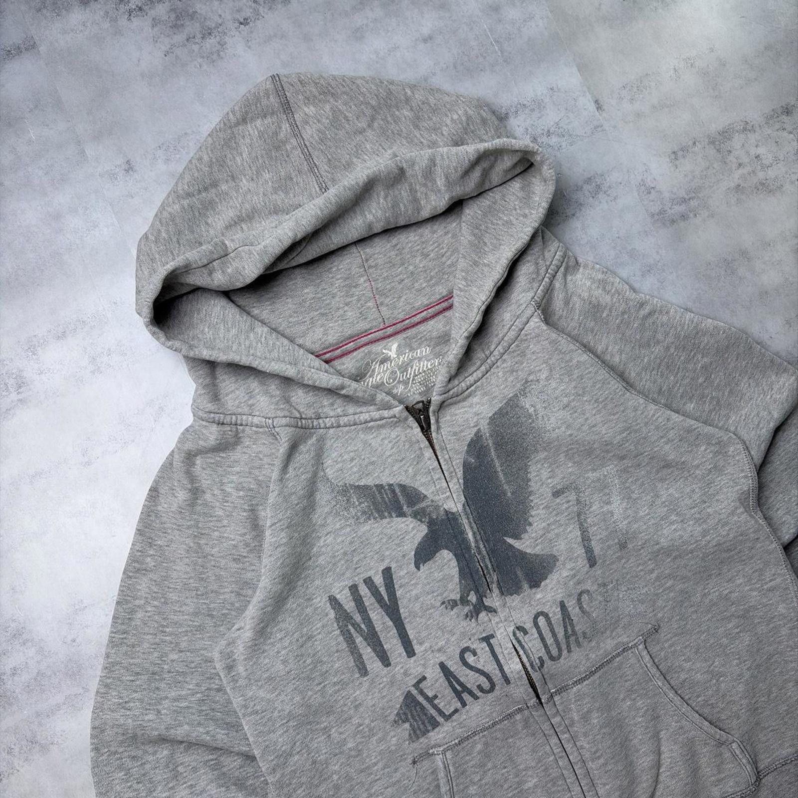 American Eagle Outfitters Y2K Grey American Eagle Grunge Skater Zip Up Hoodie Size S / US 4 / IT 40 - 5 Thumbnail