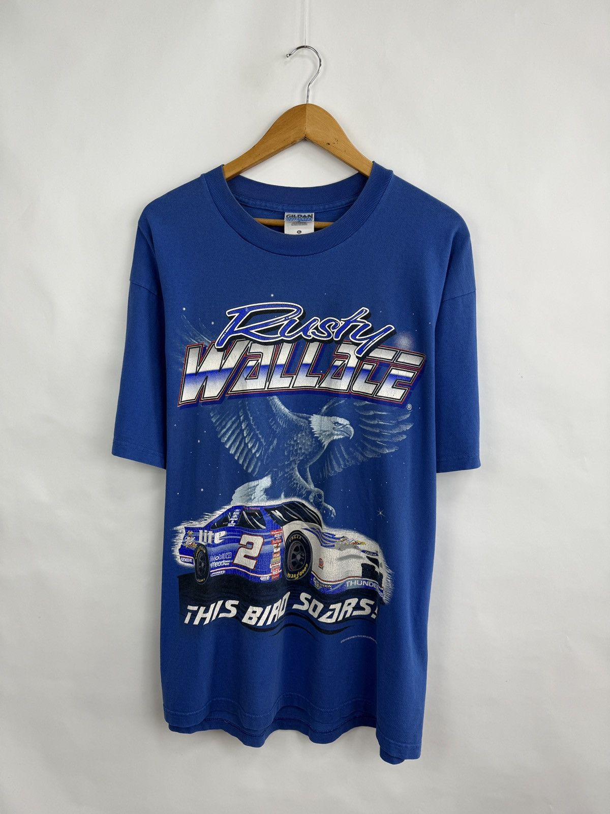 Gildan 🇺🇸 Vintage 90s Rusty Wallace NASCAR Racing Made in USA Tee Size US XL / EU 56 / 4 - 4 Thumbnail