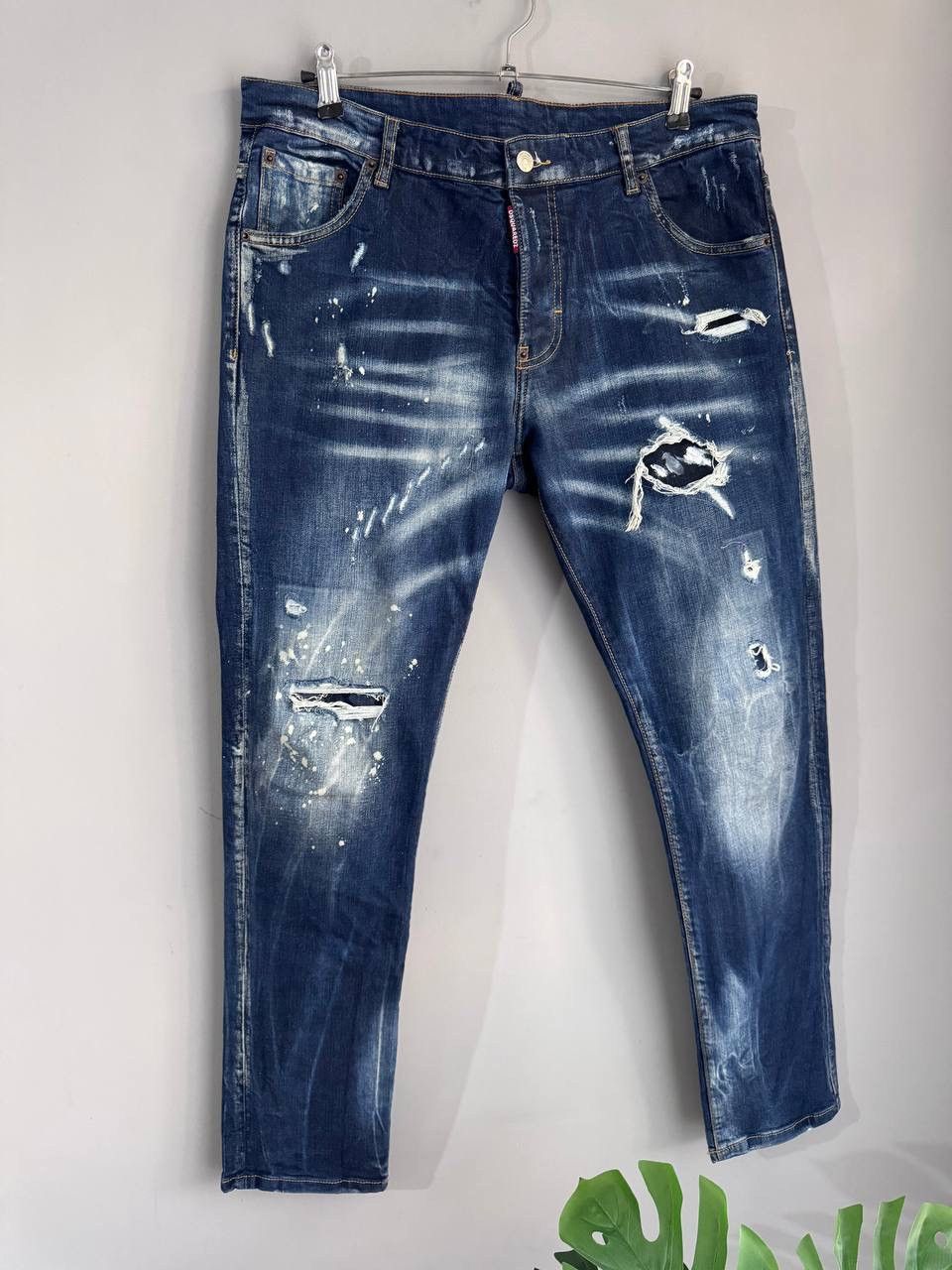 Dsquared2 Dsquared2 Blue Distressed Men's Slim Jeans Size 54 / W35 L32 Size US 35 - 2 Thumbnail