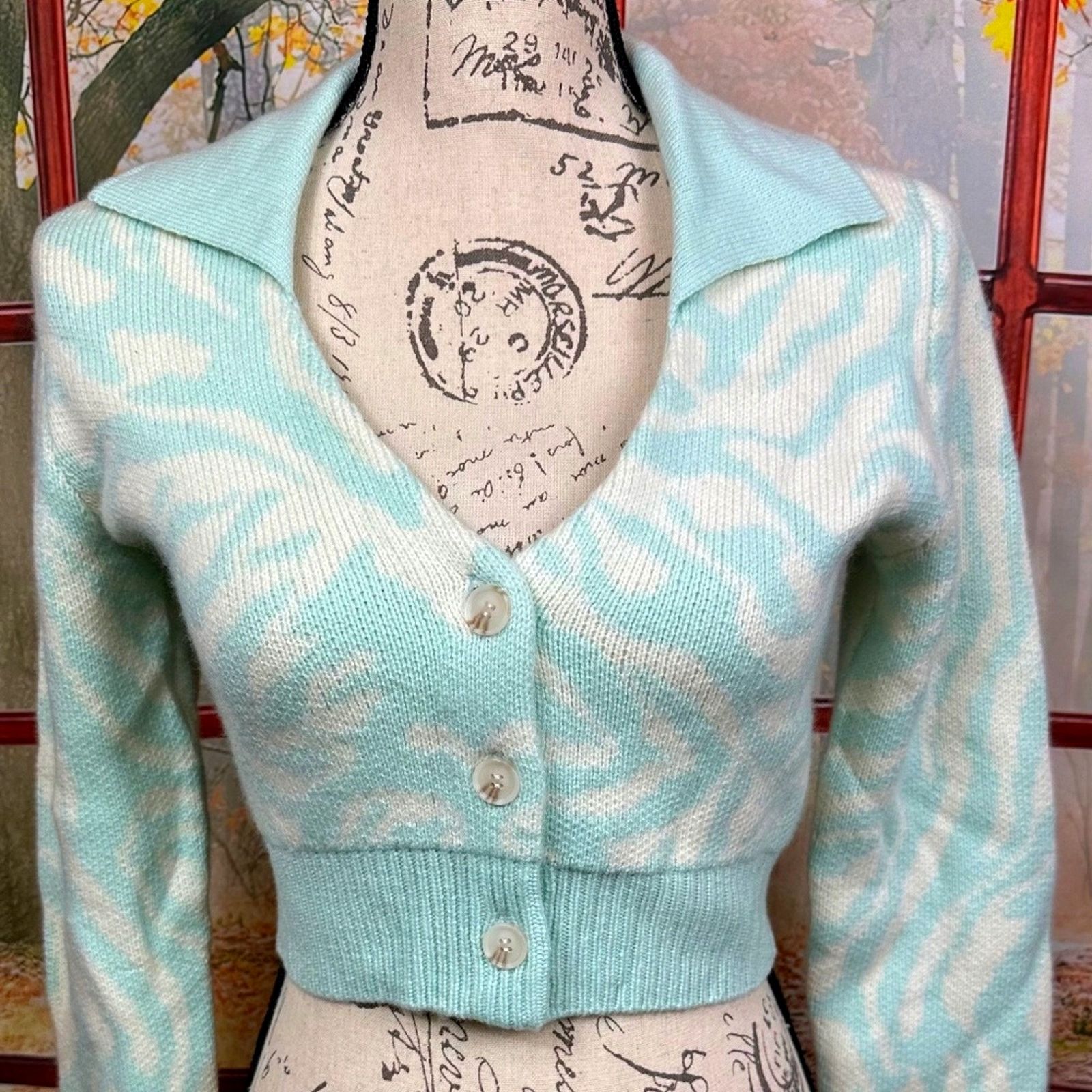 NAADAM Naadam Cashmino Marled Collared Cardigan Blue/White S Size S / US 4 / IT 40 - 6 Thumbnail