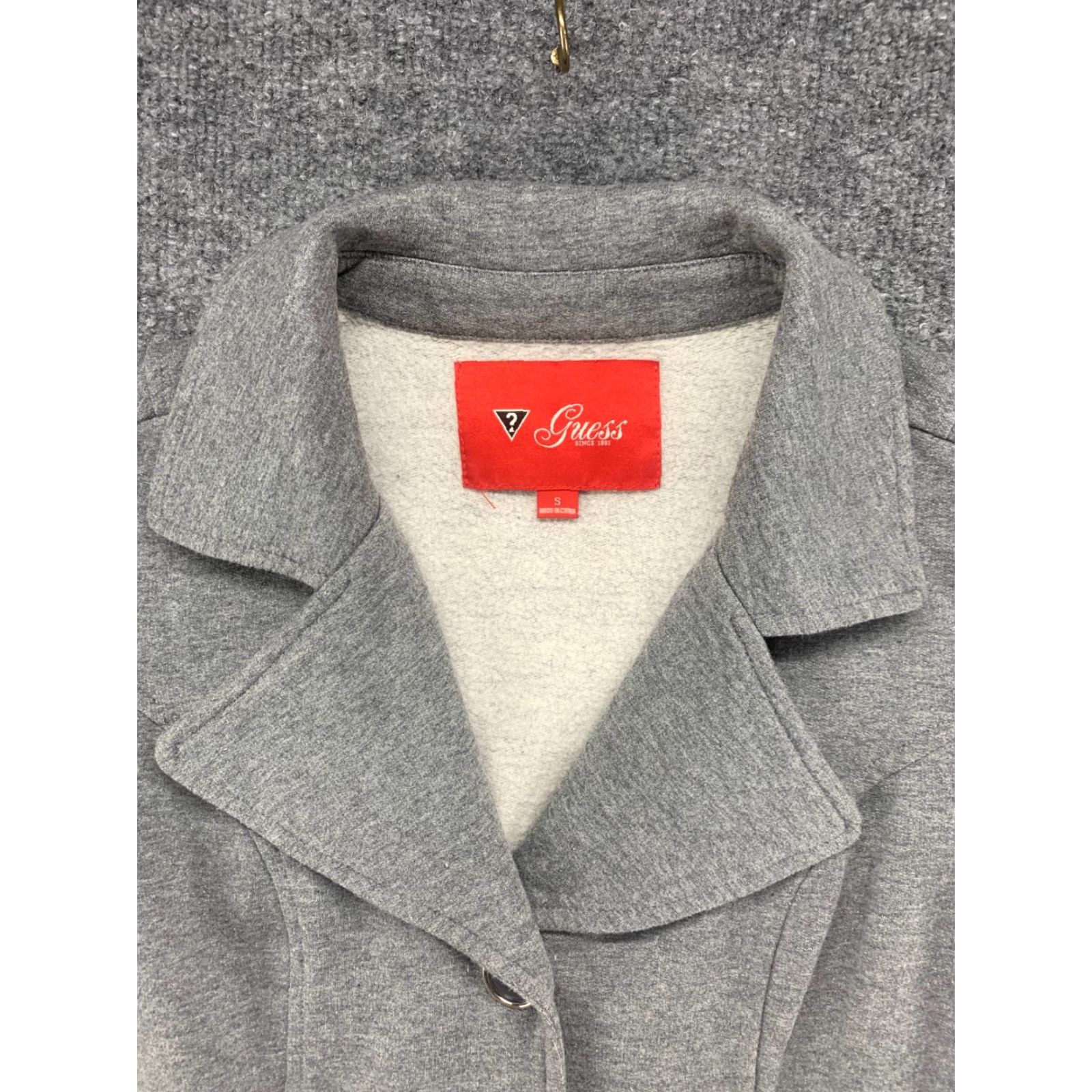 Guess GUESS Coat Womens Small Gray Overcoat Button Down Single Breasted Cotton Blend Pockets Size S / US 4 / IT 40 - 4 Thumbnail