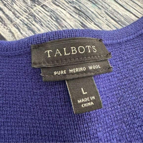 Talbots Talbots 100% Merino Wool Deep Blue Women's Cardigan Sweater Size L / US 10 / IT 46 - 5 Thumbnail