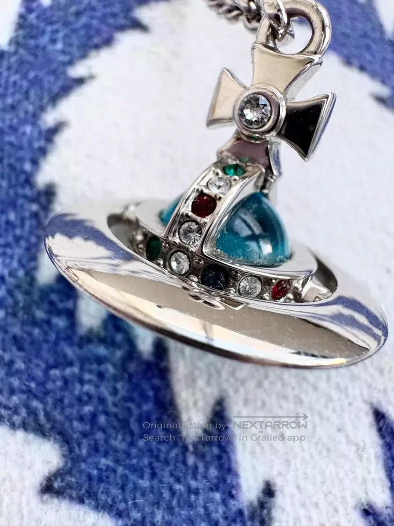 Vivienne Westwood Vivienne Westwood Teal medium-sized Saturn Orb necklace Size ONE SIZE - 3 Thumbnail