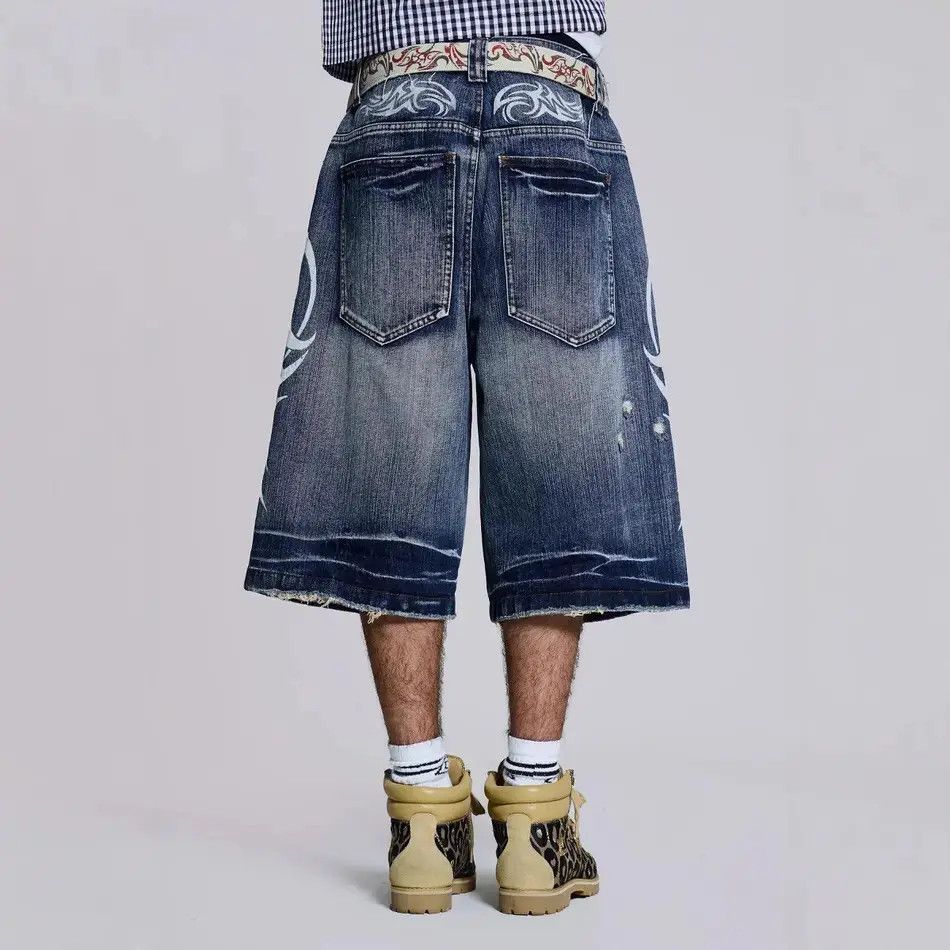 Japanese Brand Retro wide leg ripped denim shorts Size US 32 / EU 48 - 5 Thumbnail