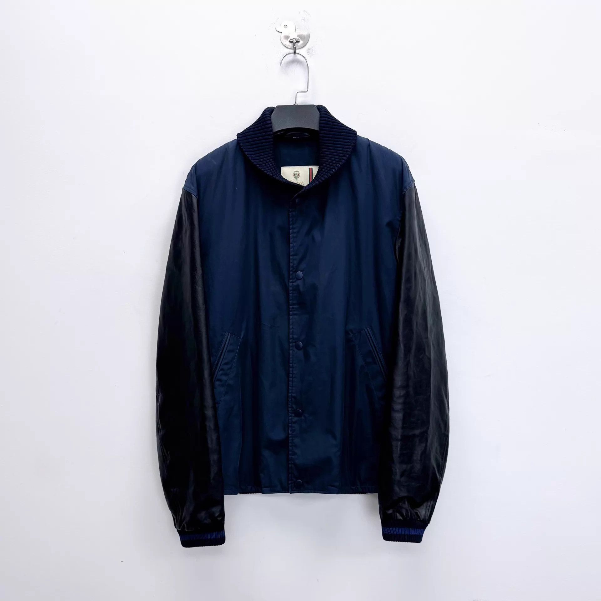 Gucci Gucci Color Blocked Leather-Sleeve Baseball Jacket 52 Size US L / EU 52-54 / 3 - 1 Thumbnail