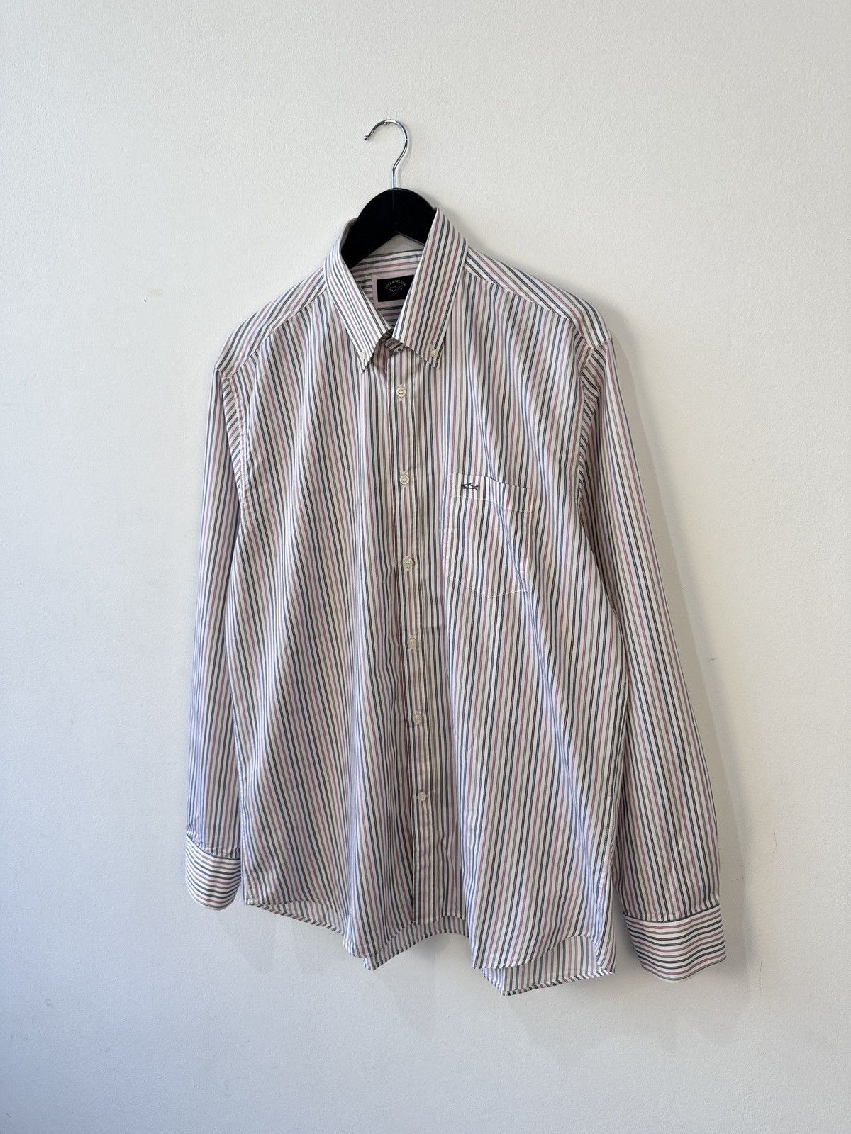 Paul & Shark Paul & Shark Yachting Shirt Size L 16.5 Pink Brown Striped Size US L / EU 52-54 / 3 - 4 Thumbnail