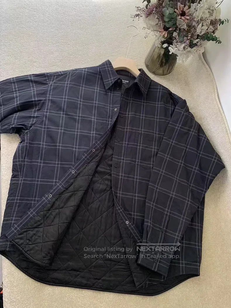 Balenciaga Balenciaga Plaid Chest Embroidered Logo Shirt Cotton Jacke Size US S / EU 44-46 / 1 - 2 Thumbnail