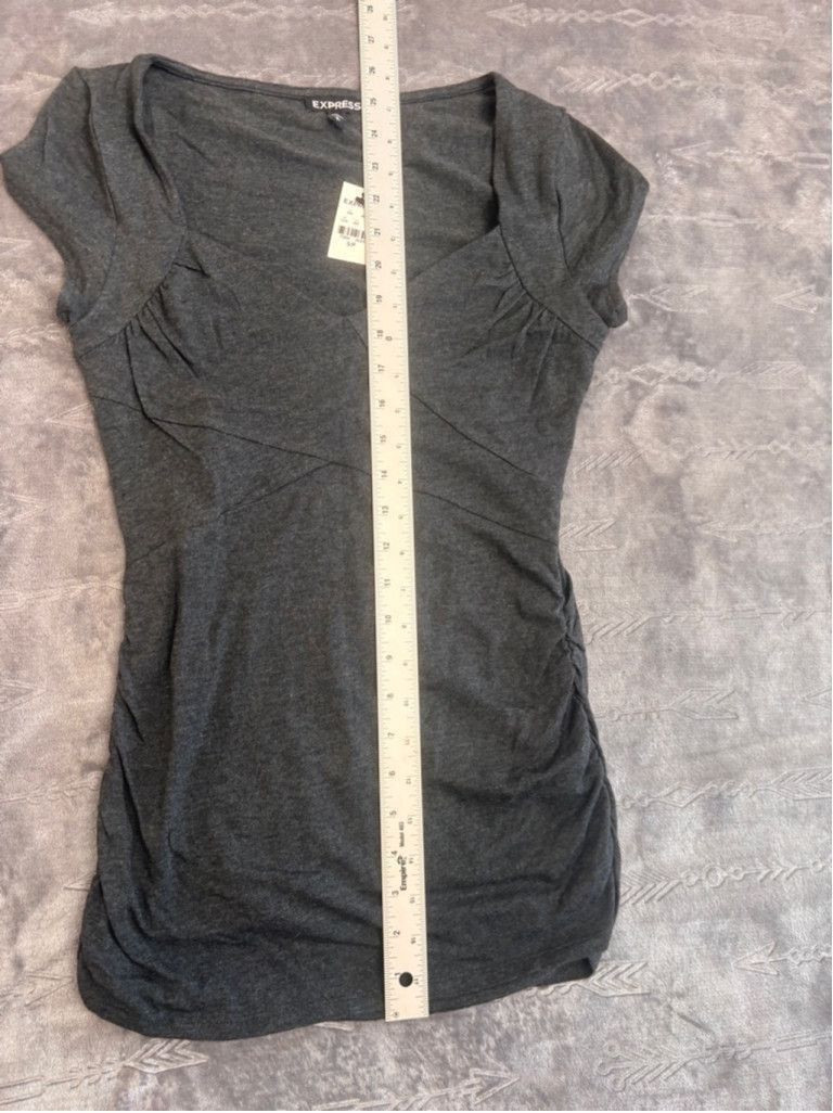 Express Women's Express Gray Short Sleeve Ruches Top Size S Size XS / US 0-2 / IT 36-38 - 4 Thumbnail