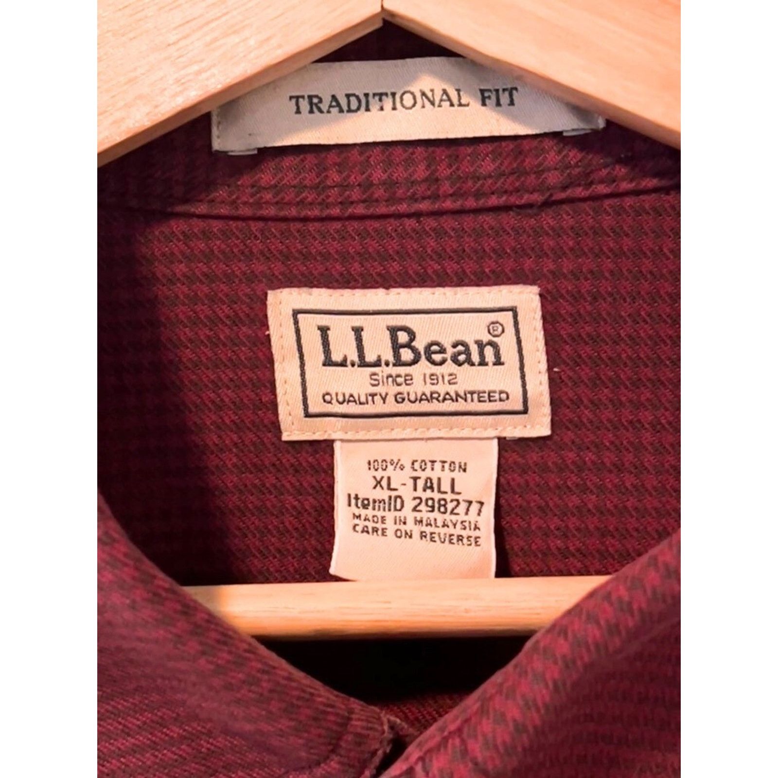 L.L. Bean LL Bean Flannel Shirt XLT Burgundy Houndstooth Button Down Size US XL / EU 56 / 4 - 4 Thumbnail