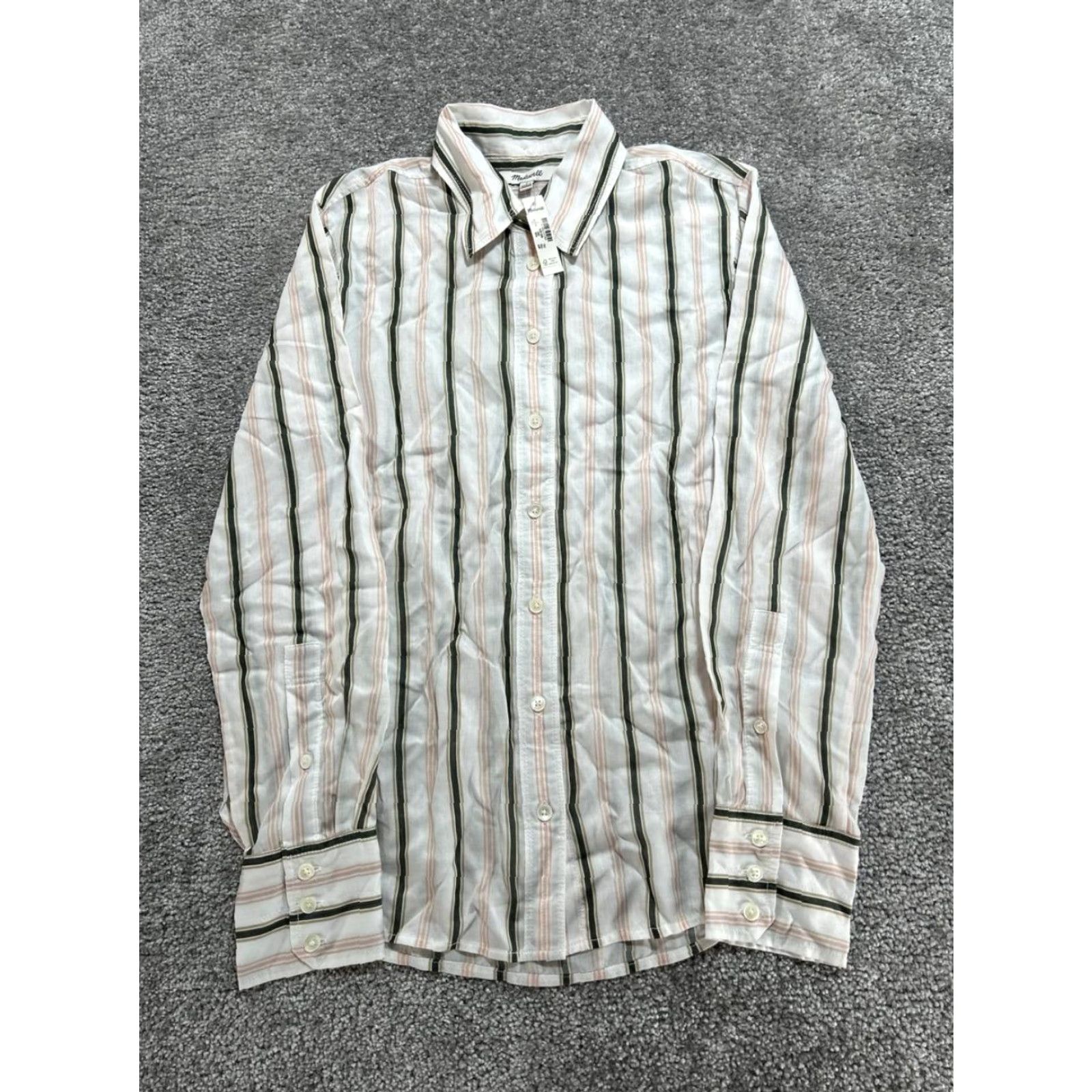 Madewell Madewell Shirt Women Size 2 Multicolor Striped Regular Fit Button Up High Low Hem New Size XS / US 0-2 / IT 36-38 - 2 Thumbnail