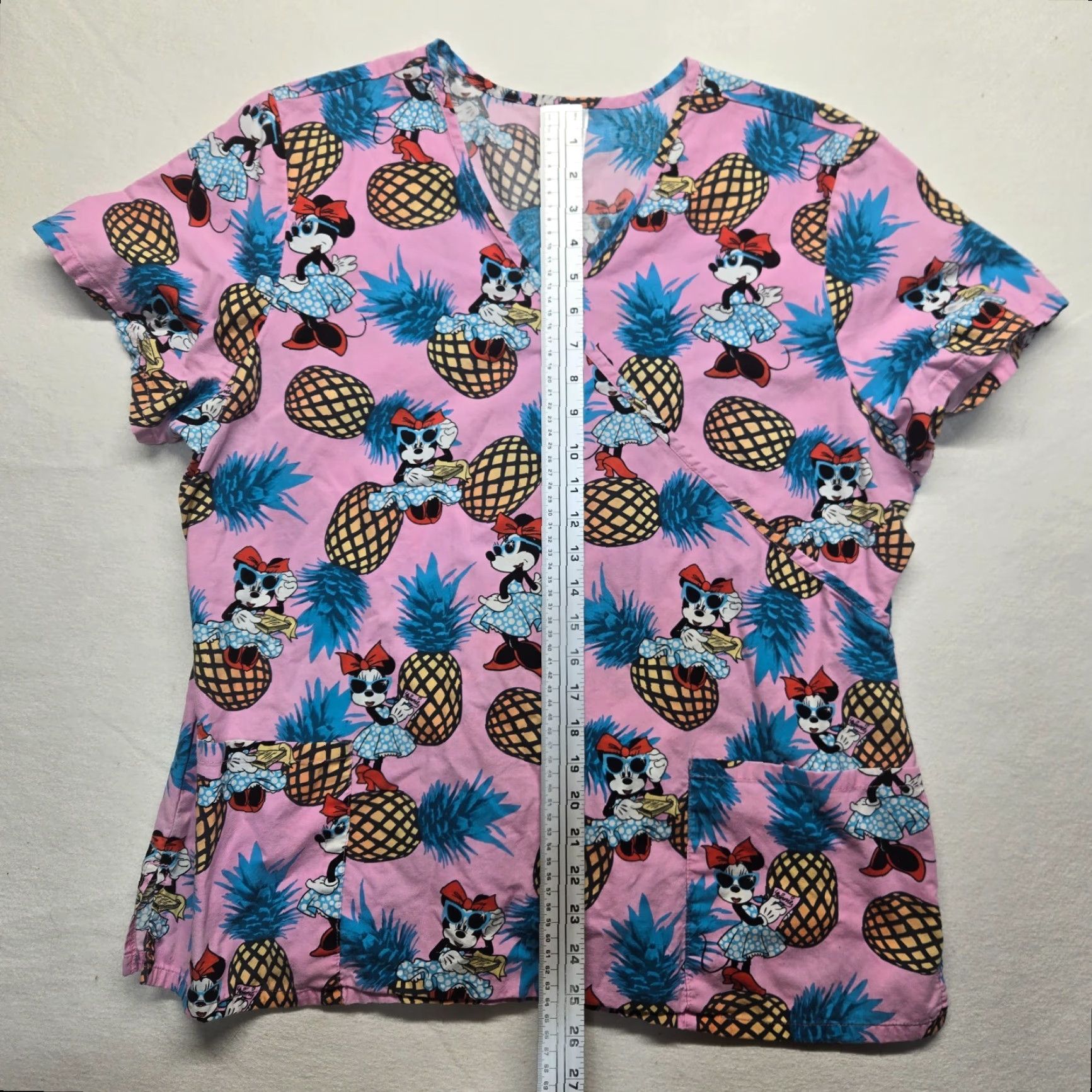 Disney VINTAGE Disney Minnie Mouse Pineapples Nursing Uniform Women XL Pink Cotton 90s Medical Scrub Size US XL / EU 56 / 4 - 5 Thumbnail