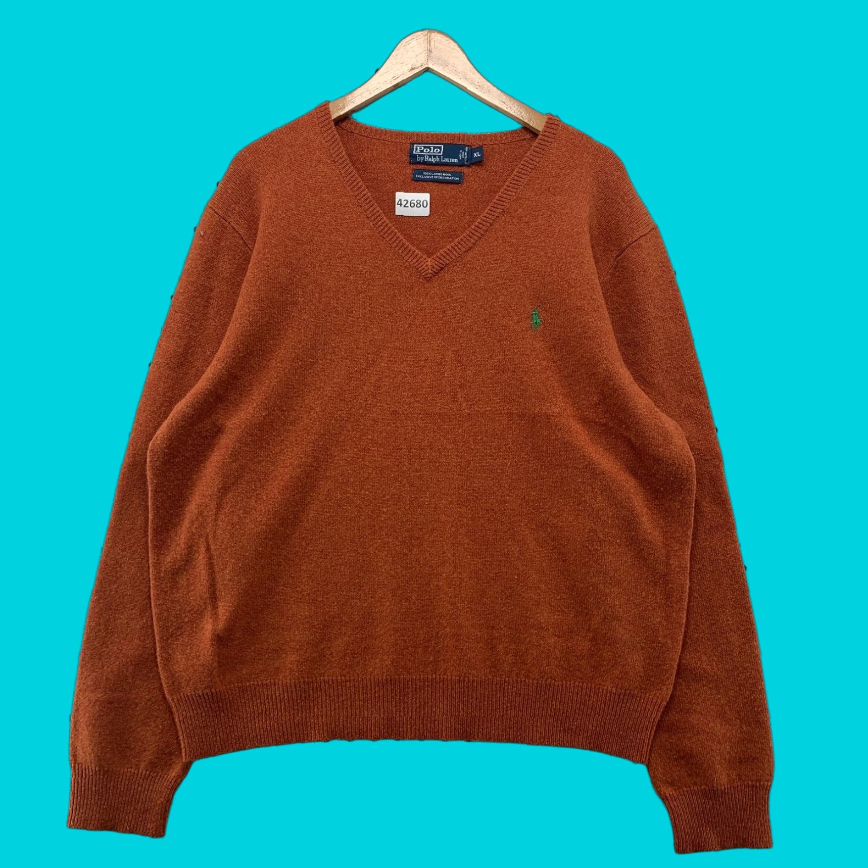 Polo Ralph Lauren Polo Ralph Lauren Sweater XL Orange Pullover Long Sleeve 1/4 Zip Knit Wool Mens Size US XL / EU 56 / 4 - 1 Thumbnail