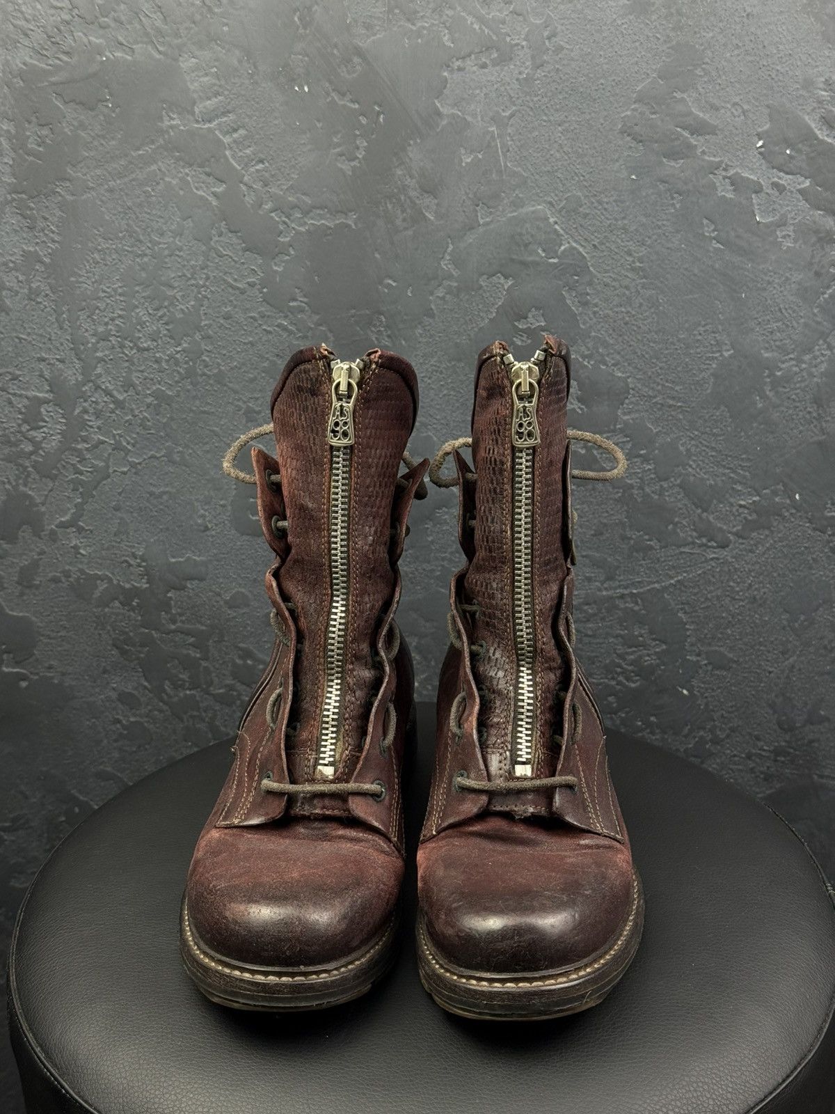A.S.98 Women's A.S.98. Airstep Brown Leather Biker Zip Ankle Boots Size US 6 / IT 36 - 3 Thumbnail