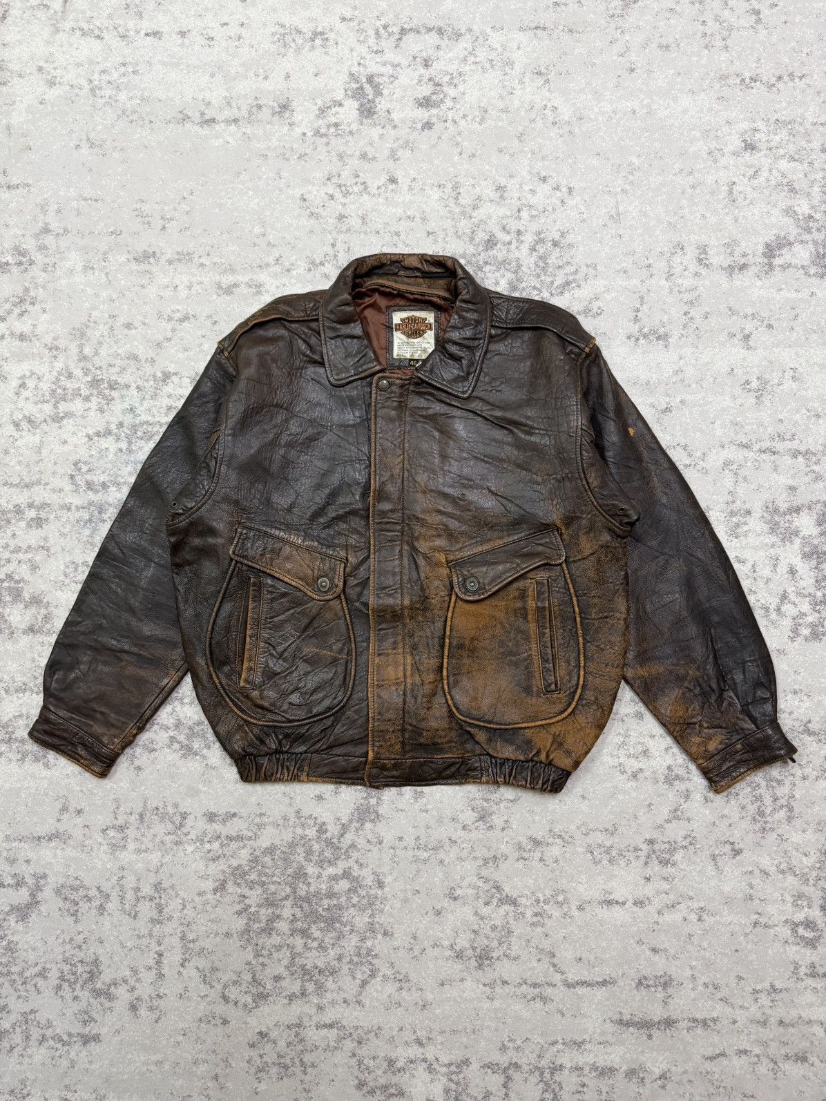 Harley Davidson Vintage Harley Davidson Brown Leather Bomber Jacket Size US XXL / EU 58 / 5 - 3 Thumbnail