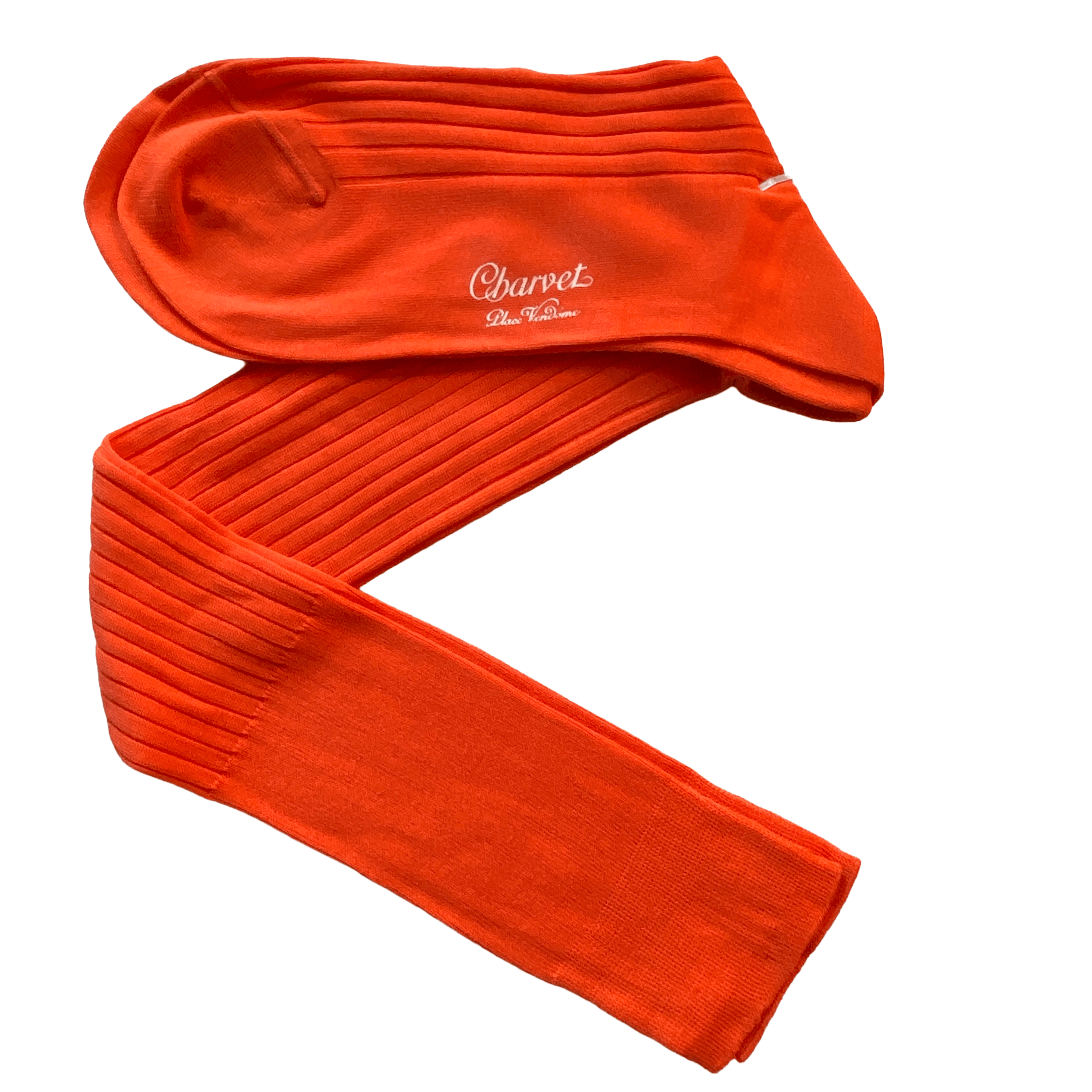 Charvet CHARVET MENS ORANGE RIBBED KNEE HIGH TROUSER DRESS SOCKS Size ONE SIZE - 1 Thumbnail