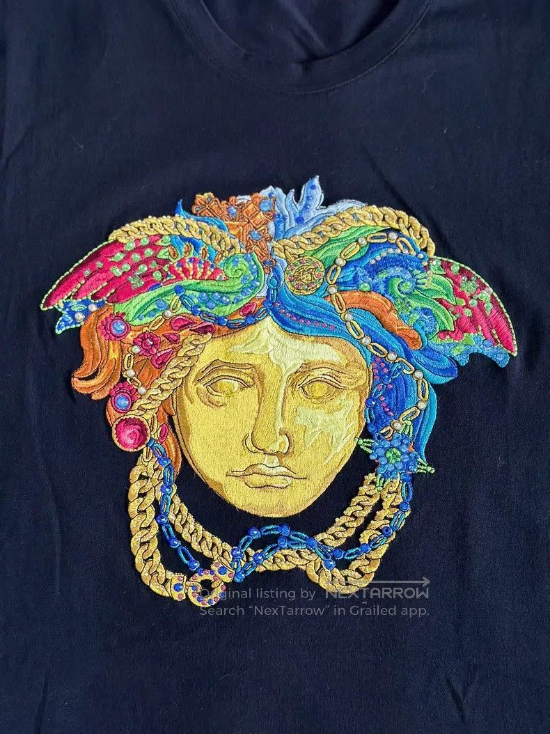 Versace Versace Embroidered diamond-encrusted T-shirt Size US XL / EU 56 / 4 - 2 Thumbnail