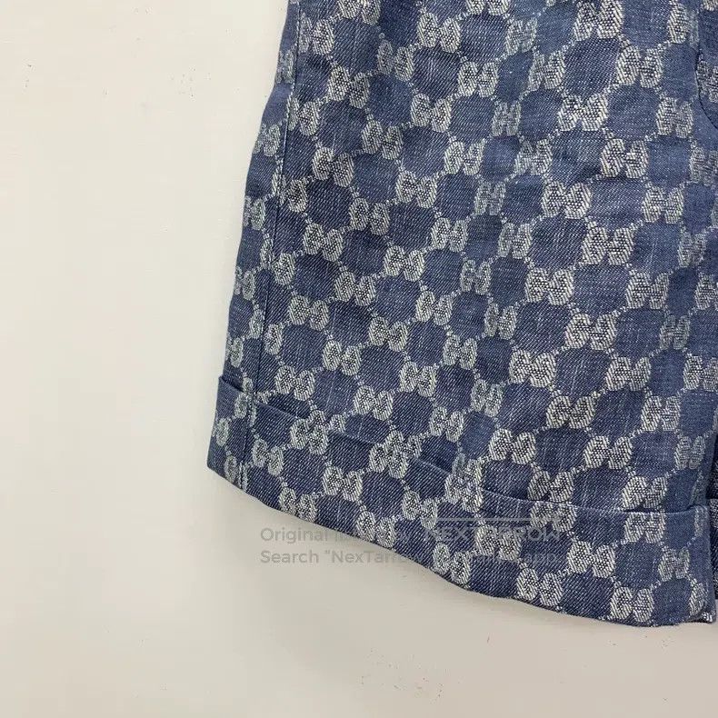Gucci Gucci Blue logo jacquard full print linen casual shorts Size 24" / US 00 / IT 34 - 4 Thumbnail
