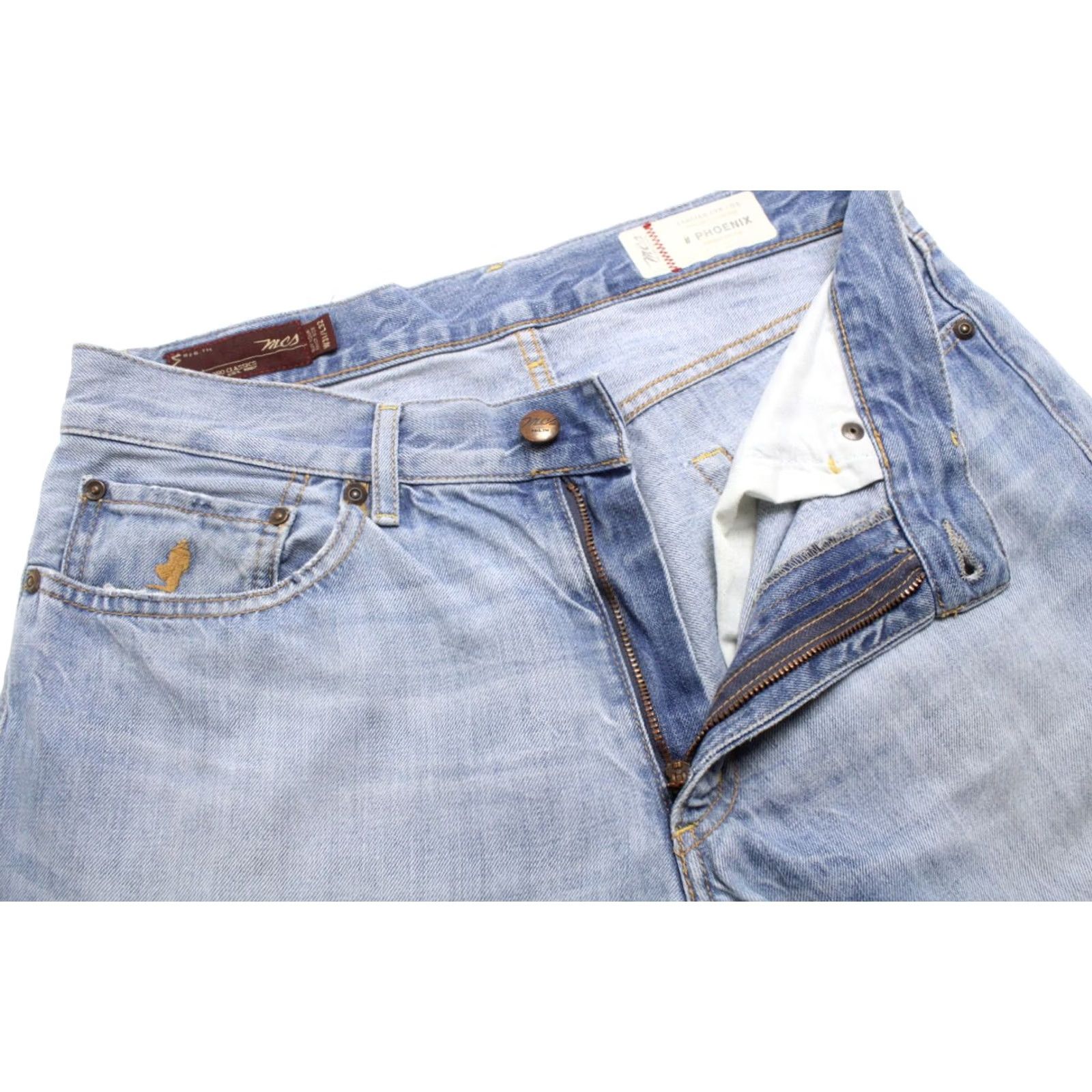 Denime MCS Phoenix Regular Fit Jeans Men's W31/L32 Whiskers Faded Denim Blue Size US 31 - 4 Thumbnail