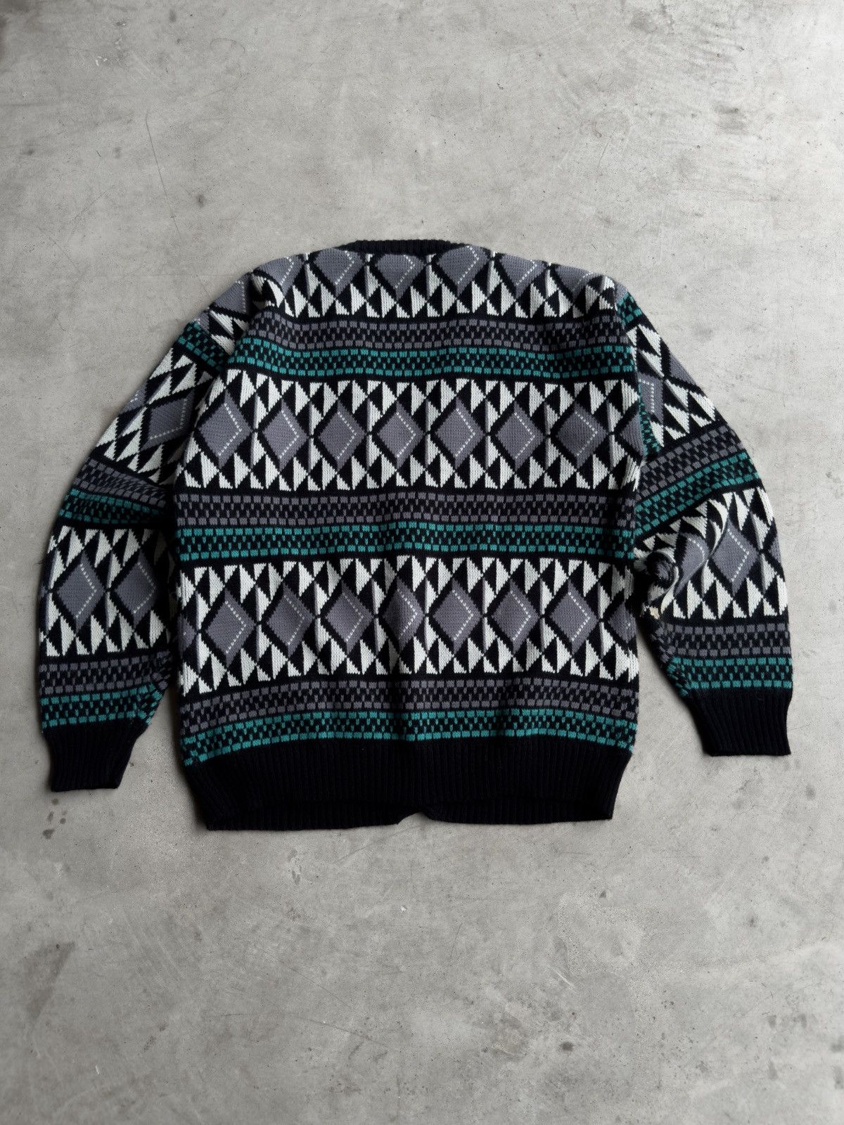 Other Vintage 90s Geometric Pattern Acrylic Button Up Cardigan - M Size US M / EU 48-50 / 2 - 2 Thumbnail