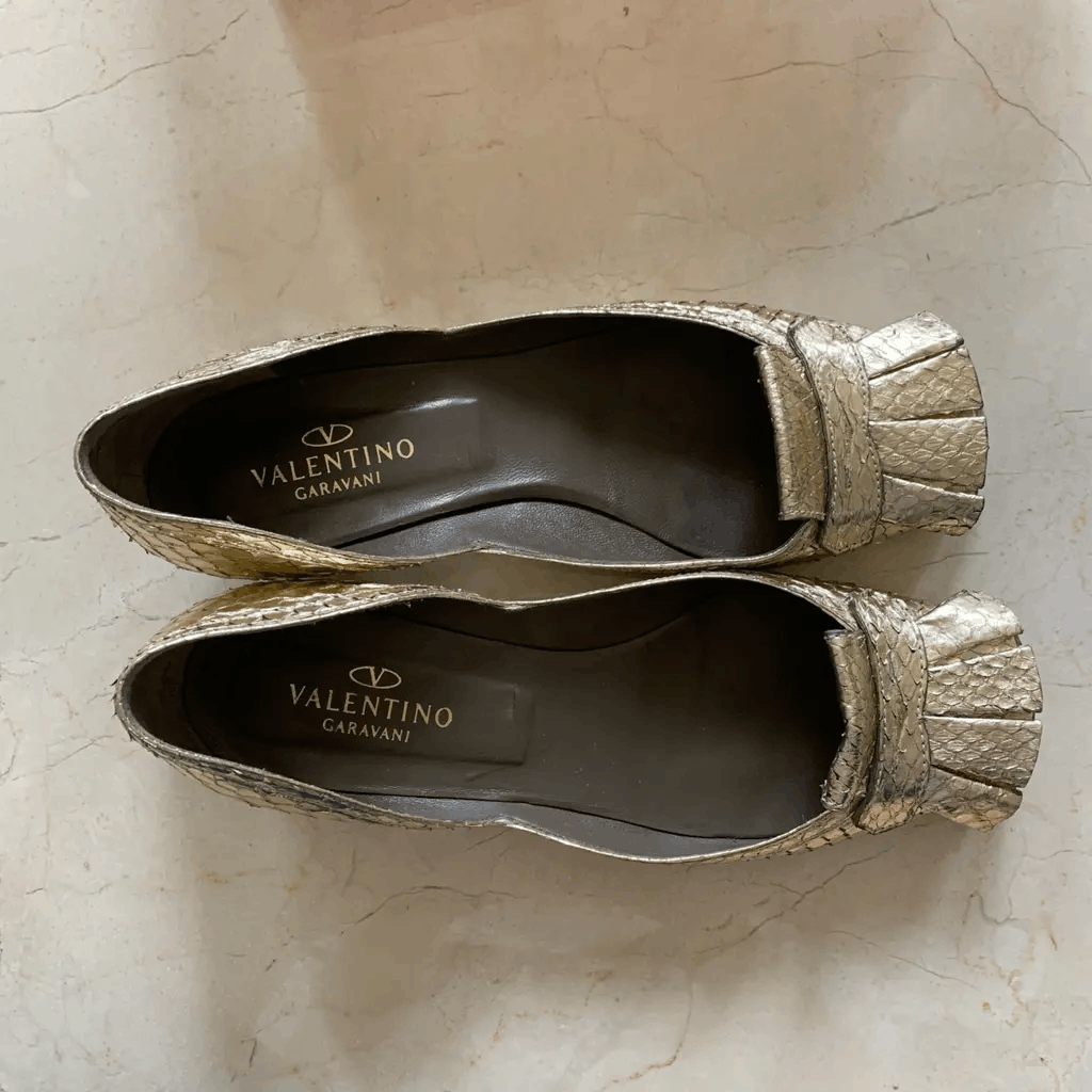 Valentino Valentino Garavani Python Leather Kitten Heels Gold Size US 9 / IT 39 - 6 Thumbnail