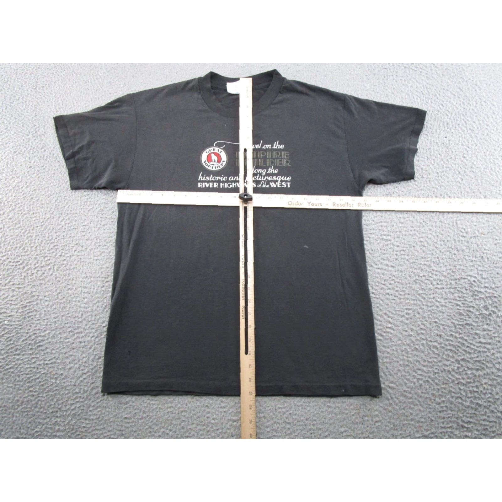 Hanes VINTAGE 90s Hanes Shirt SZ L Black Cotton Crew Neck Short Sleeve Mens 90s Theme River Great Northern Railroad Read Single Stitch Size US L / EU 52-54 / 3 - 6 Thumbnail