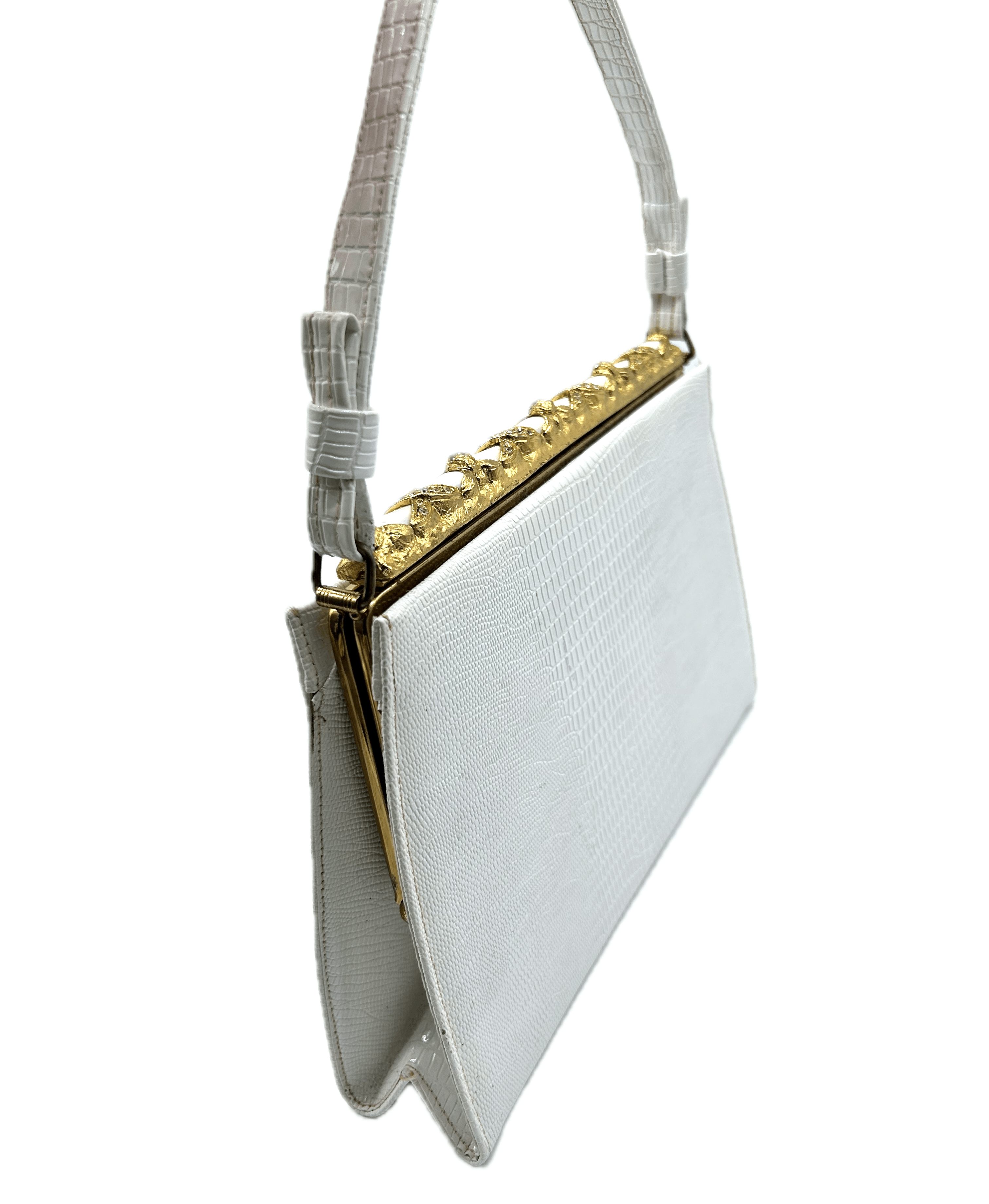 Vintage 1950's White & Gold Evening Handbag Size ONE SIZE - 5 Thumbnail