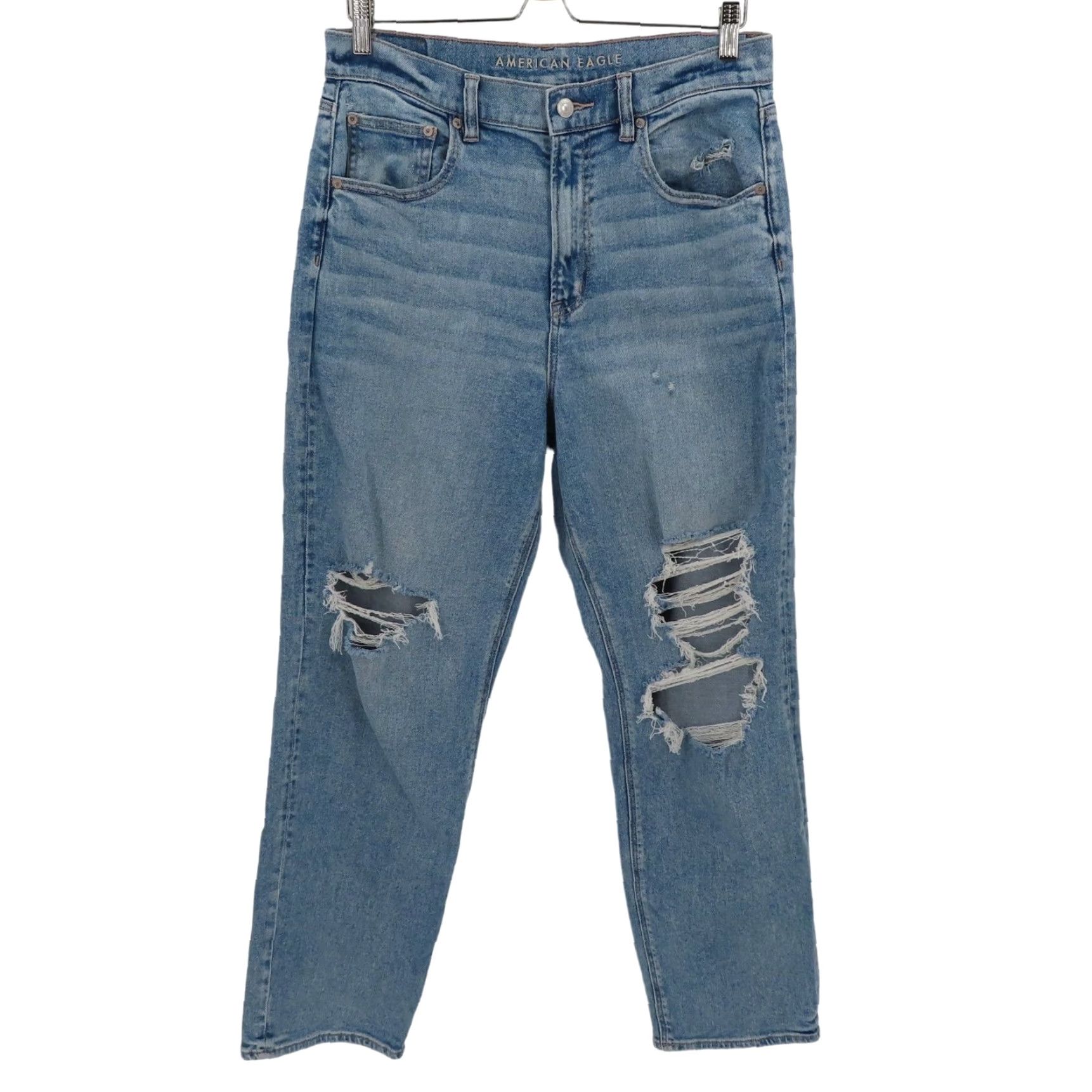 American Eagle Outfitters American Eagle Outfitters Women 12 Highest Rise 90s Boyfriend Distressed Blue Denim Jeans Size 34" / US 12 / IT 48 - 2 Thumbnail