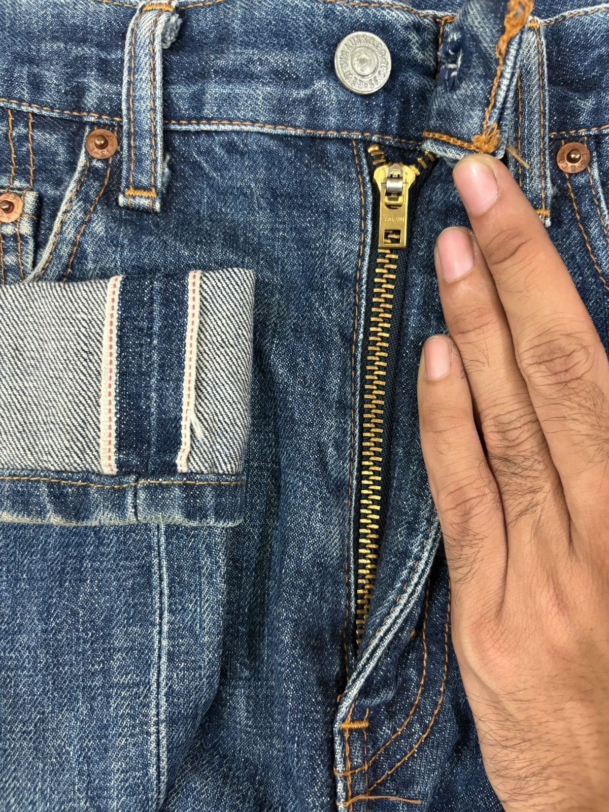 Levi's Vintage 80s Levi’s 502 Big E Selvedge Baggy Jeans Size US 28 / EU 44 - 4 Thumbnail