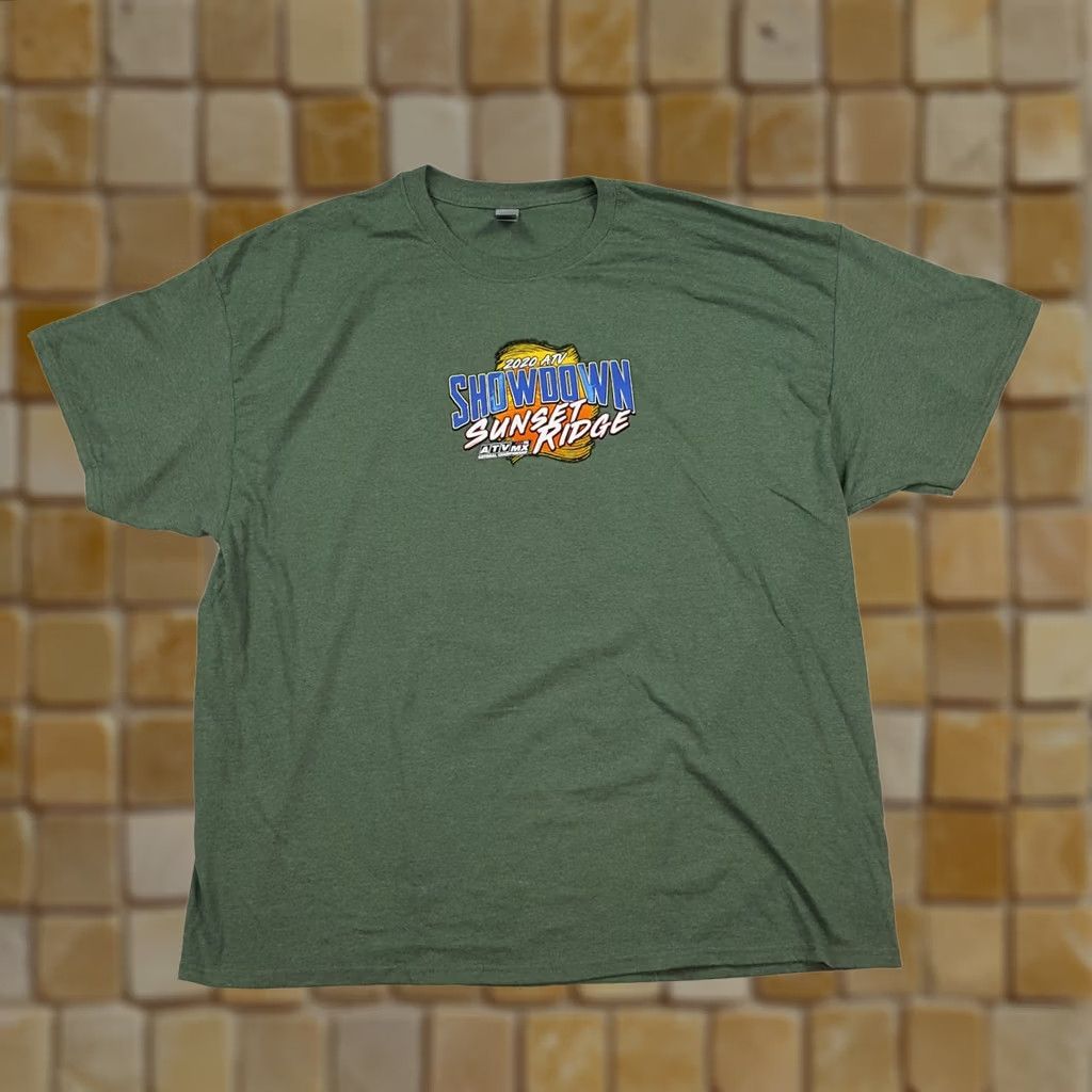 Gildan ATV Showdown Sunset Ridge Motorsports Gildan T Shirt Men 3XL Green Short Sleeve Crew Neck Graphic Print Vintage Size US XXL / EU 58 / 5 - 1 Thumbnail