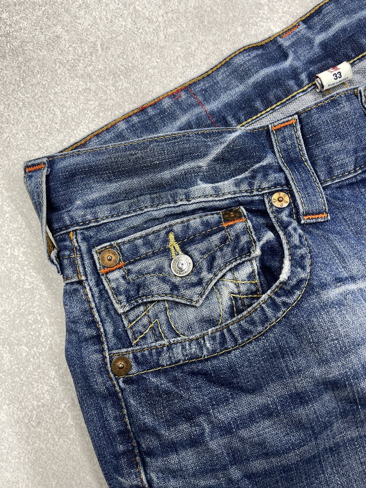 True Religion Mens True Religion Flap OM Denim Jeans With Holes Size 33 Size US 33 - 11 Thumbnail