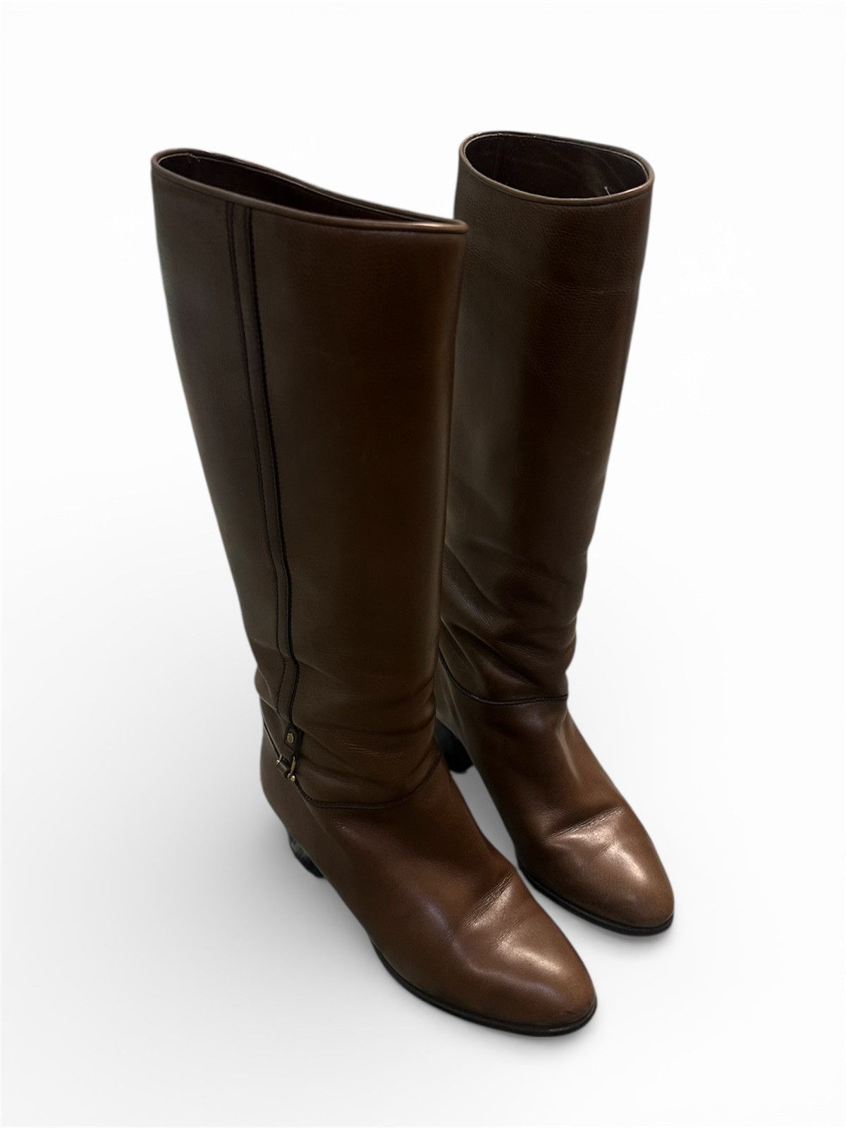 Gucci Gucci Brown Leather Pull On Knee High Riding Low Heel Boots Size US 6 / IT 36 - 2 Thumbnail