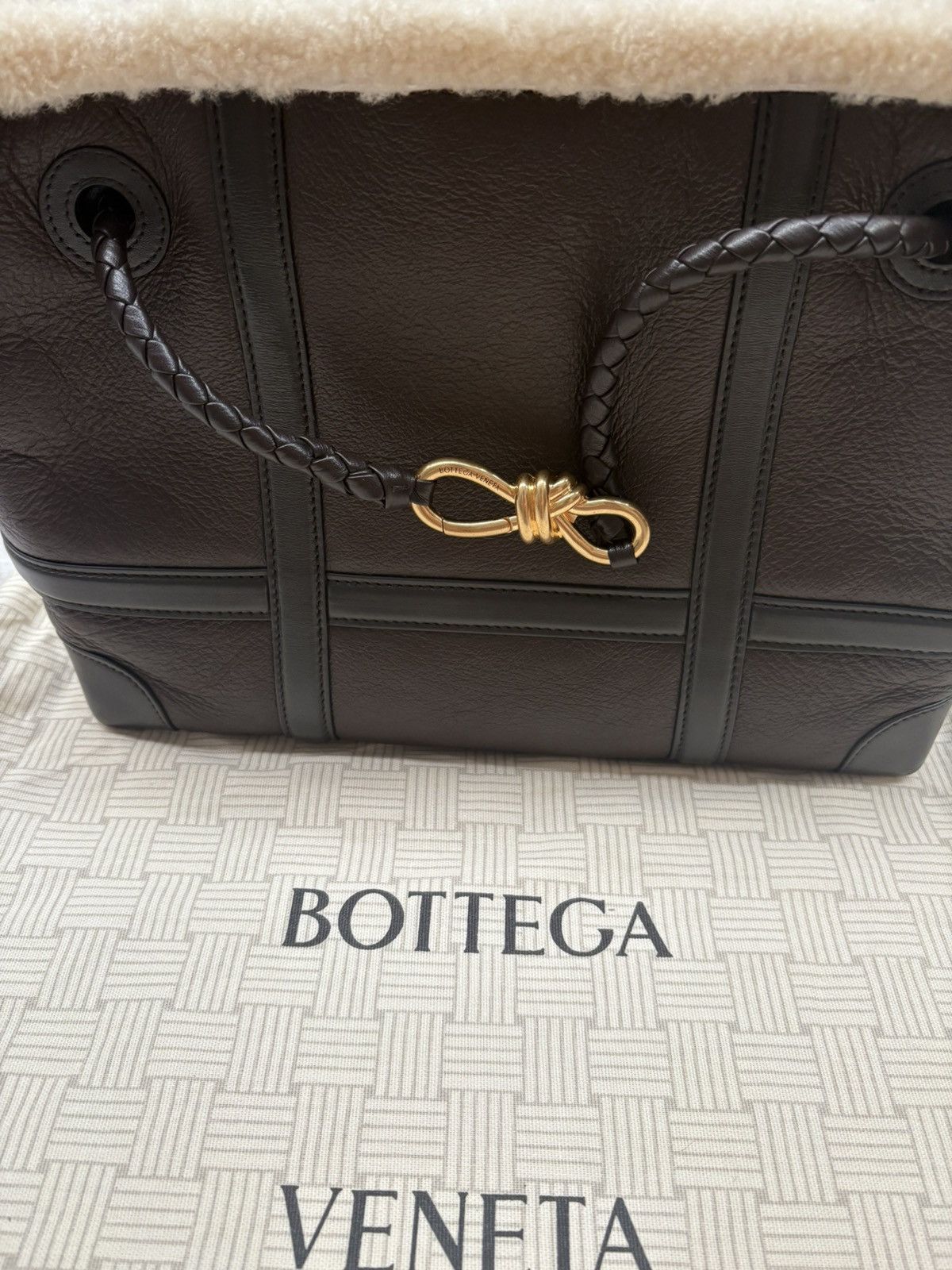 Bottega Veneta Andiamo shearling aviator bag in medium Size ONE SIZE - 4 Thumbnail