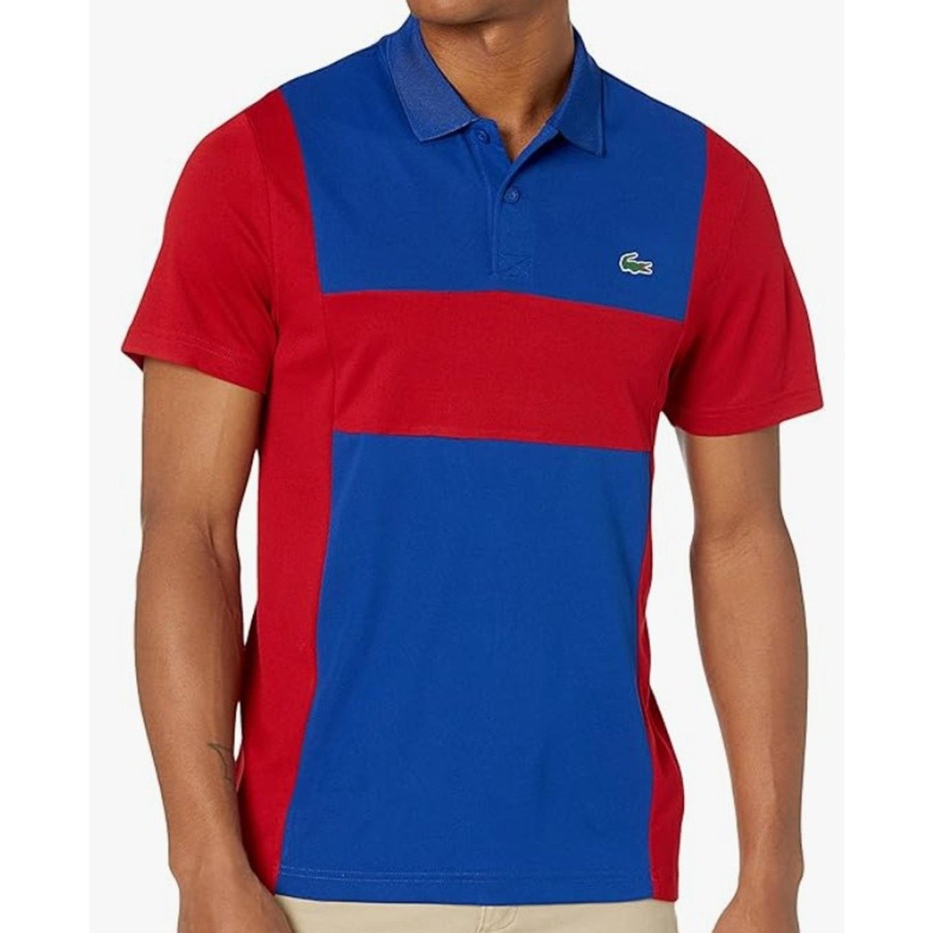 Lacoste Lacoste Mens Sport Short Sleeve Ultra Dry Polo Blue/Red L Size US L / EU 52-54 / 3 - 1 Thumbnail
