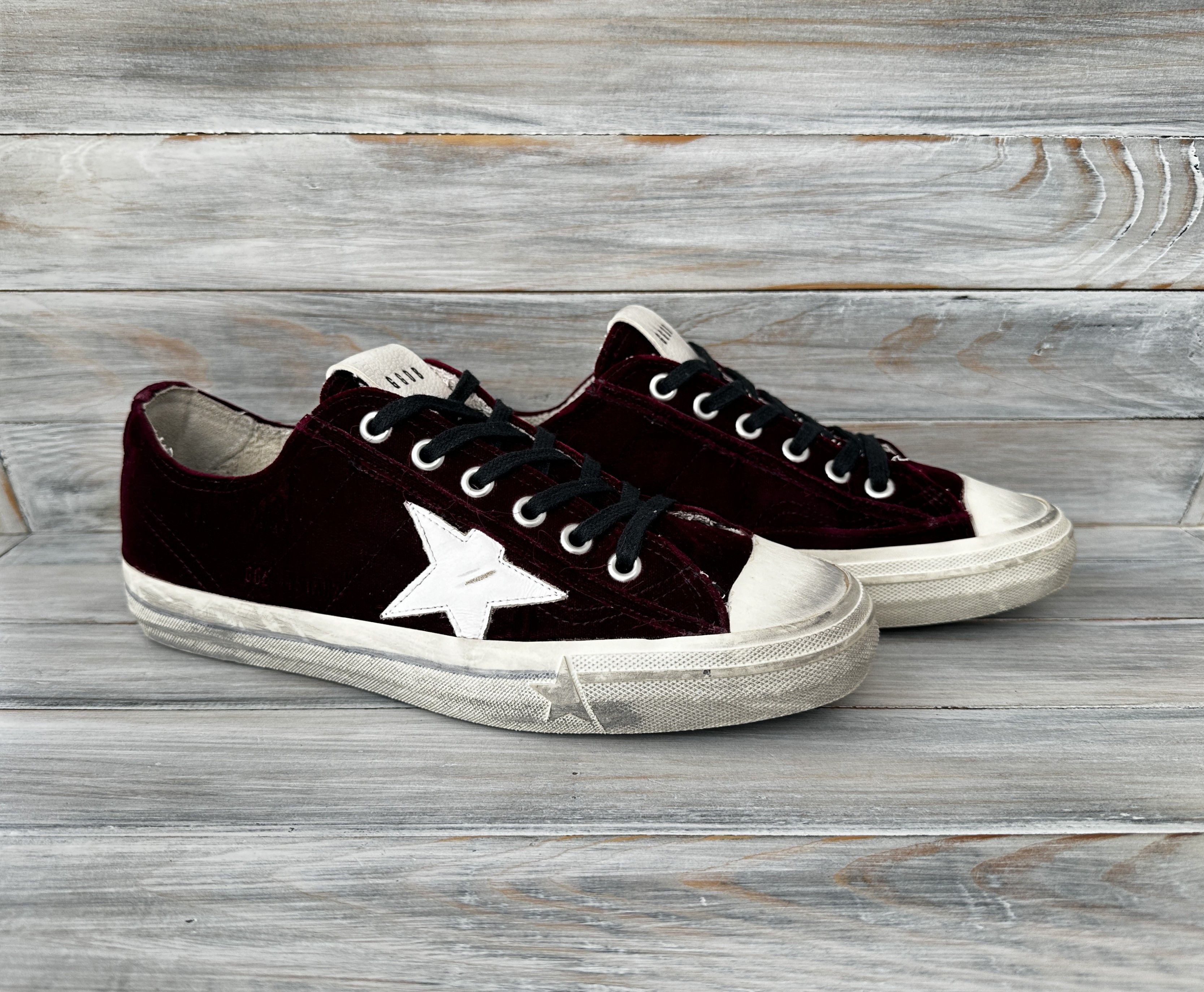 DELUXE × Golden Goose Golden Goose VSTAR2 Velvet Burgundy Made In Italy Sneakers Size US 7 / EU 40 - 3 Thumbnail