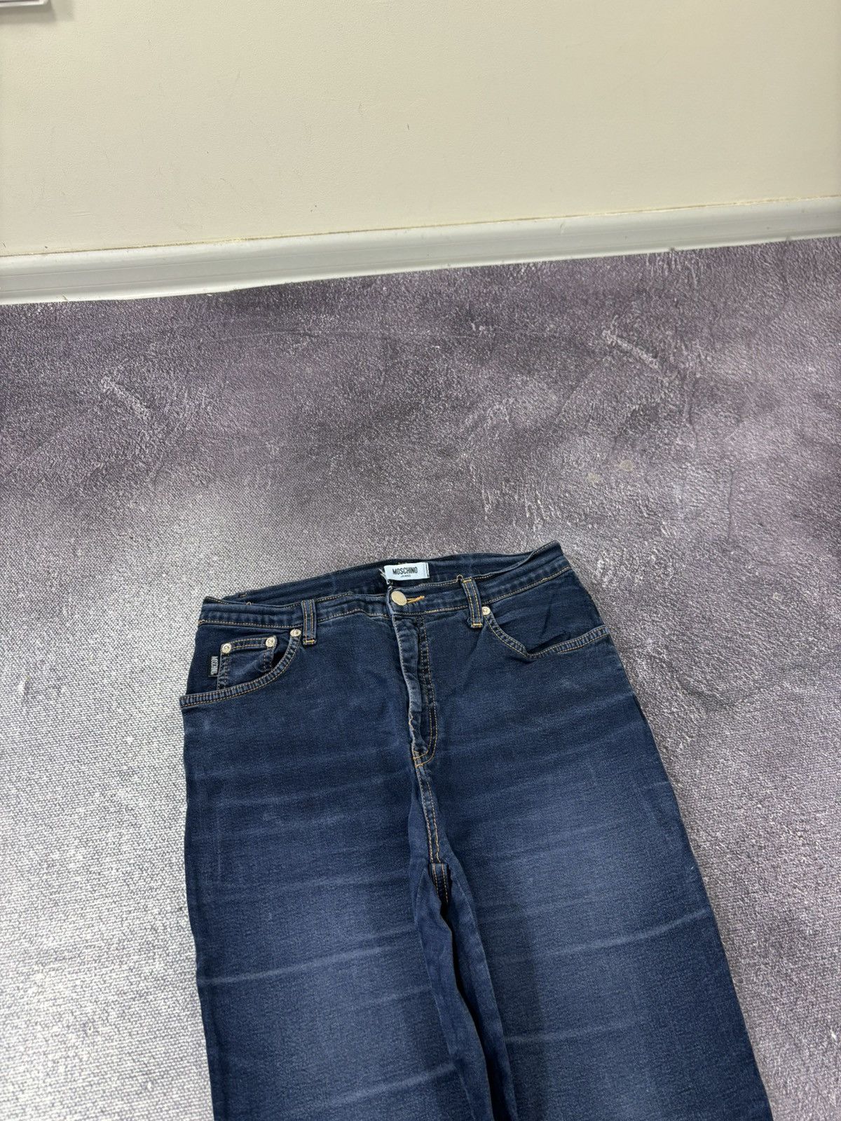 Moschino Vintage Moschino Women’s Hippie Logo Luxury Blue Denim Jeans Size 27" / US 4 / IT 40 - 7 Thumbnail
