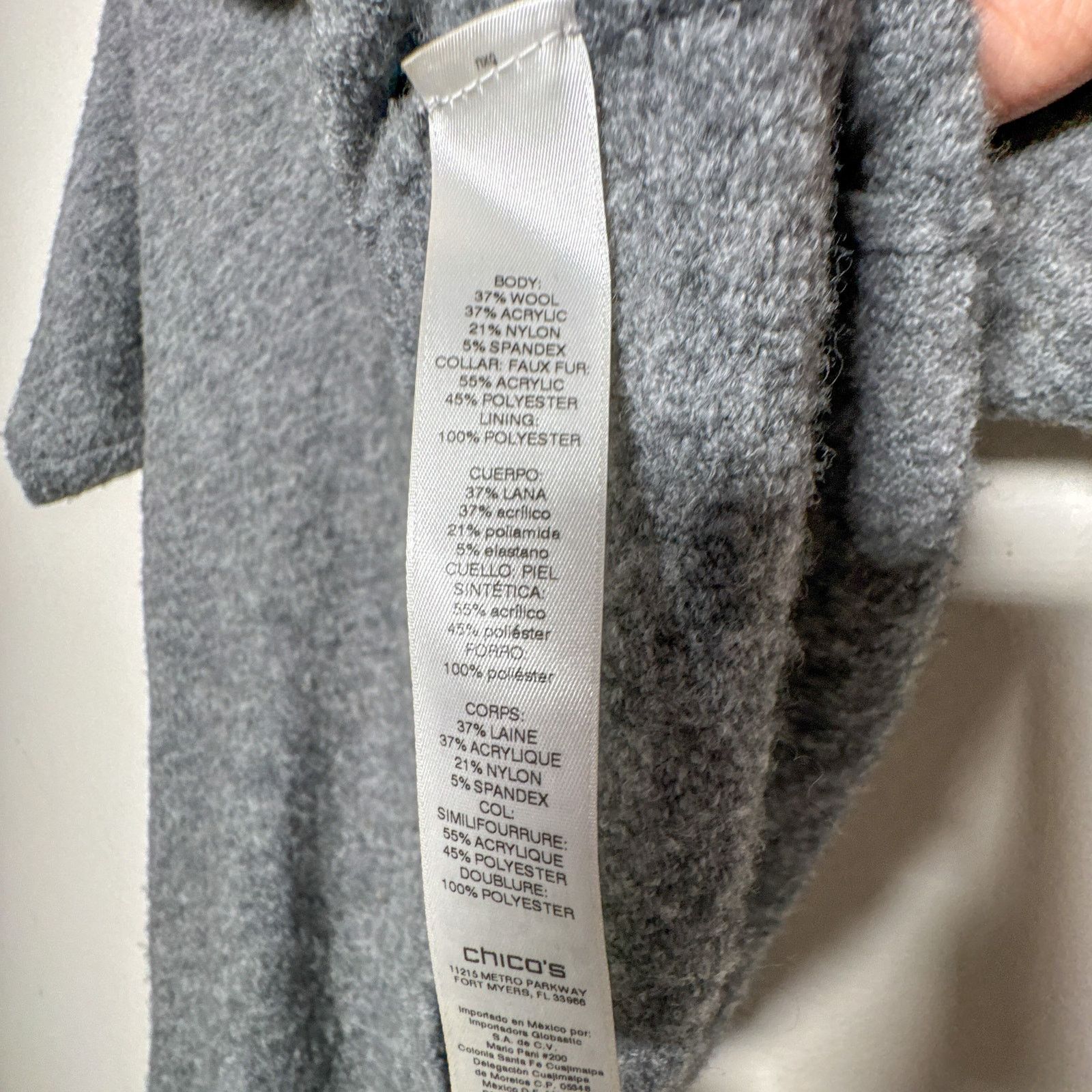 Chicos Chico’s Lillian Faux Fur Collar Cardigan Sweater Gray Wool Size M / US 6-8 / IT 42-44 - 7 Thumbnail