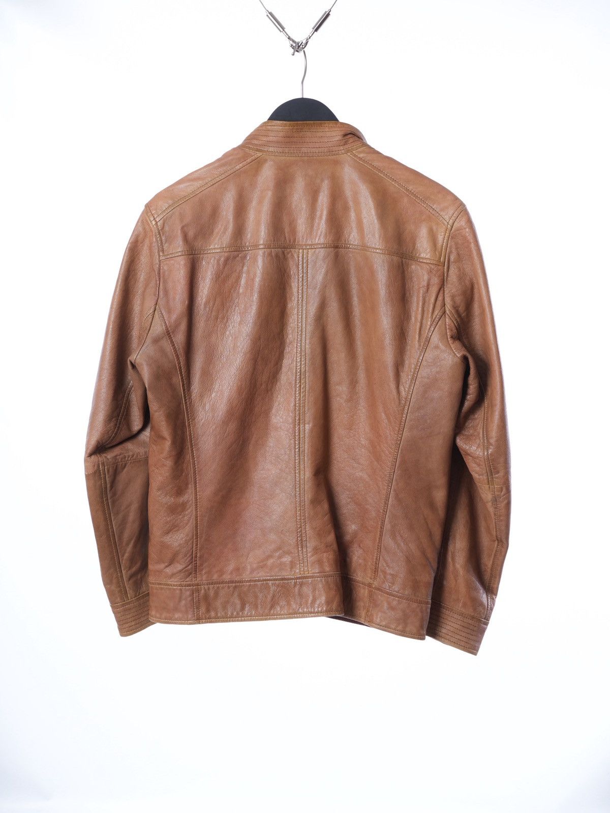 Hugo Boss Vintage Hugo Boss Orange Leather Jacket Biker 46 S Size US S / EU 44-46 / 1 - 9 Thumbnail