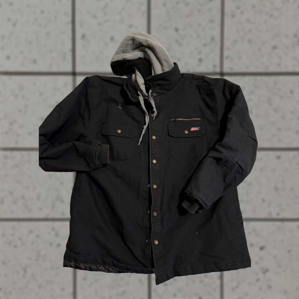 Dickies Dickies Canvas Hooded Quilt Lined Jacket Mens XL Black Bomber Jacket Zip Full Zip Hooded Lined Workwear Casual Short Short Sleeve? Size US XL / EU 56 / 4 - 1 Thumbnail